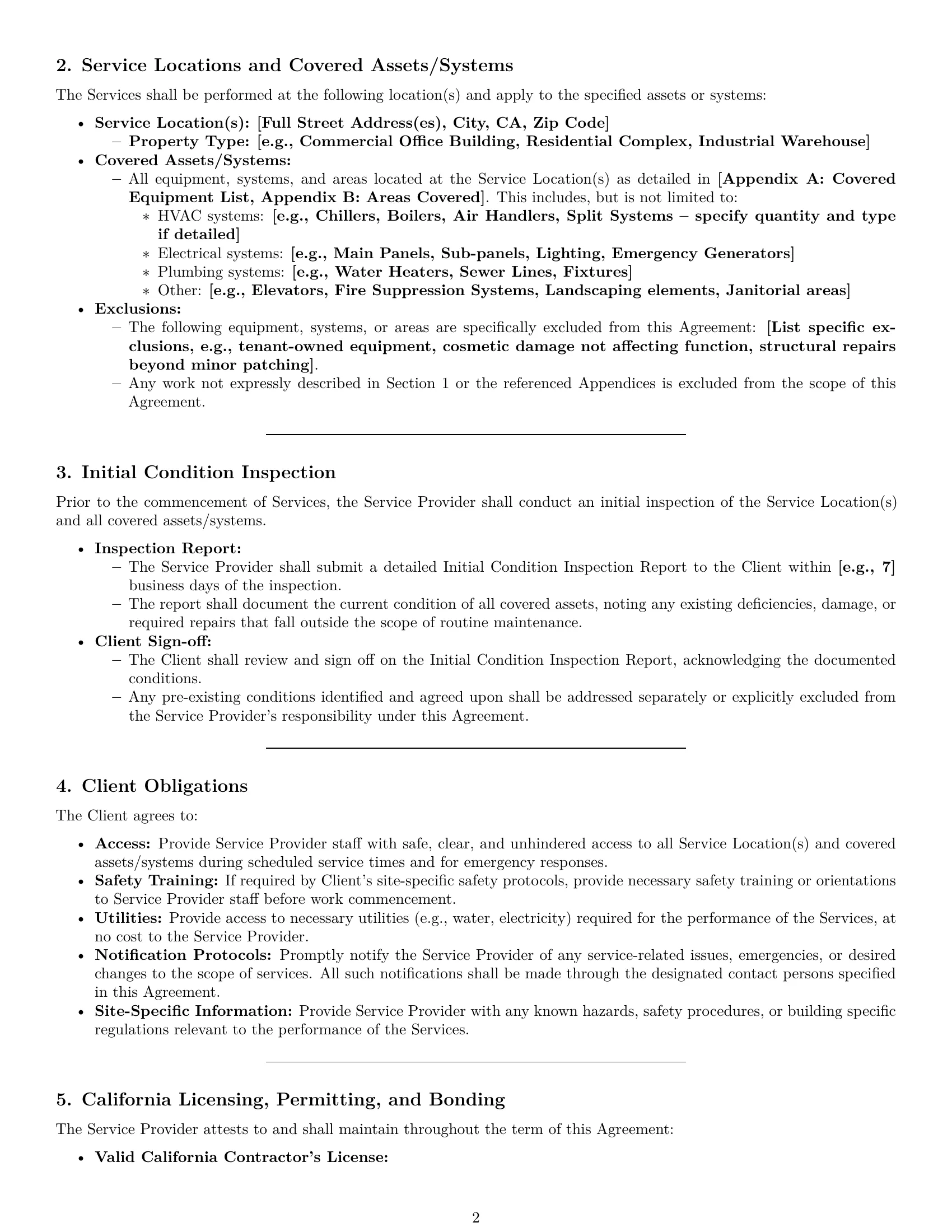Preview page 2 of Pro California maintenance service contract template
