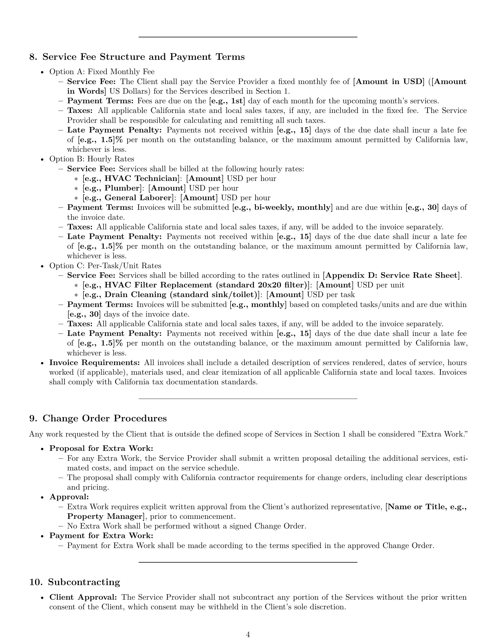 Preview page 4 of Pro California maintenance service contract template