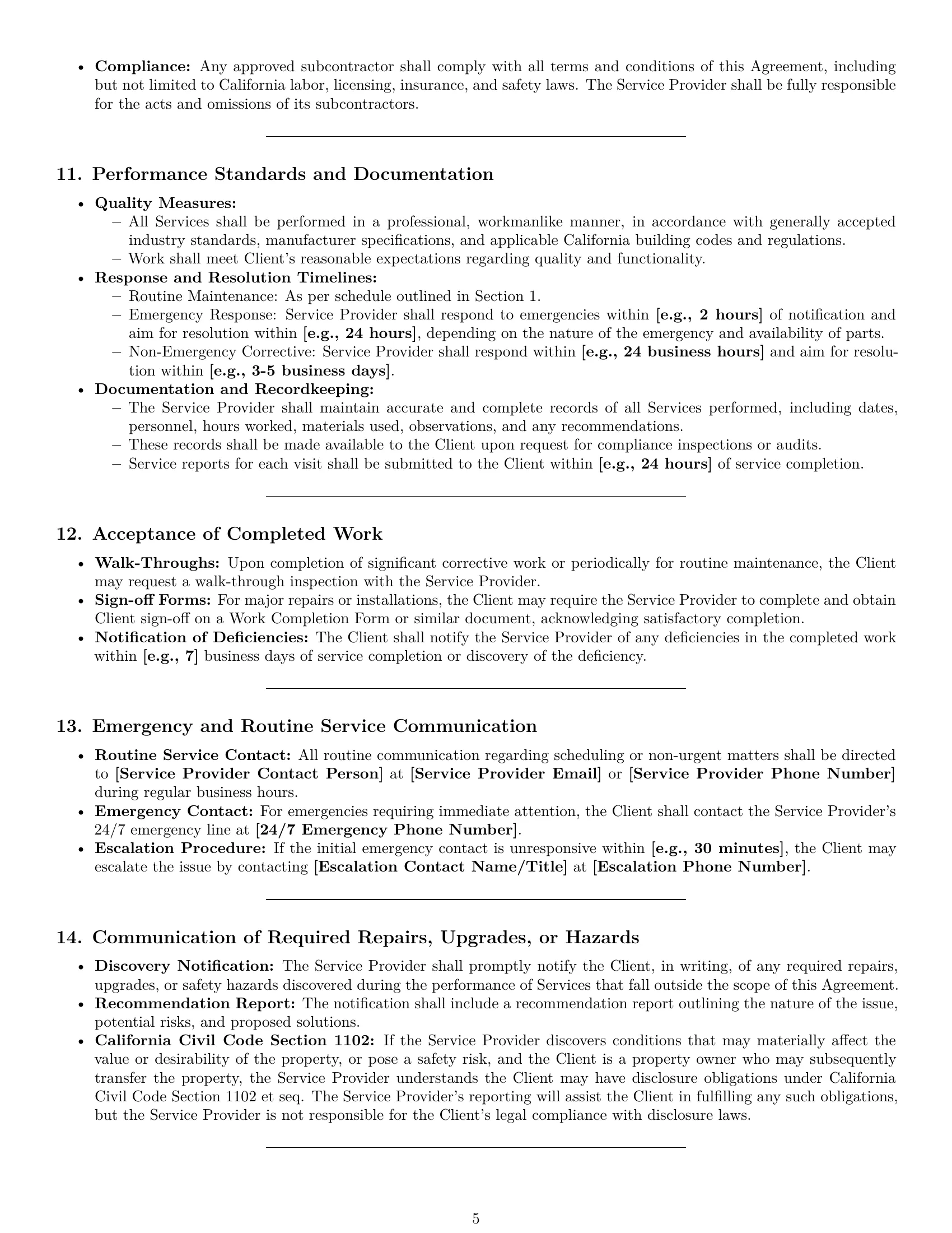 Preview page 5 of Pro California maintenance service contract template