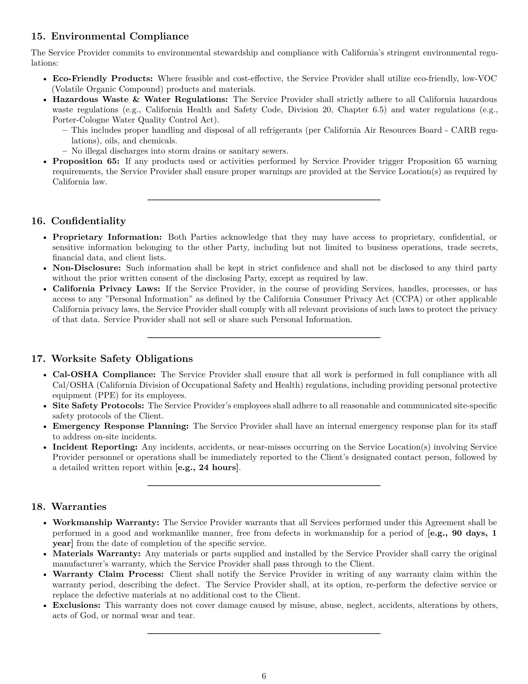 Preview page 6 of Pro California maintenance service contract template