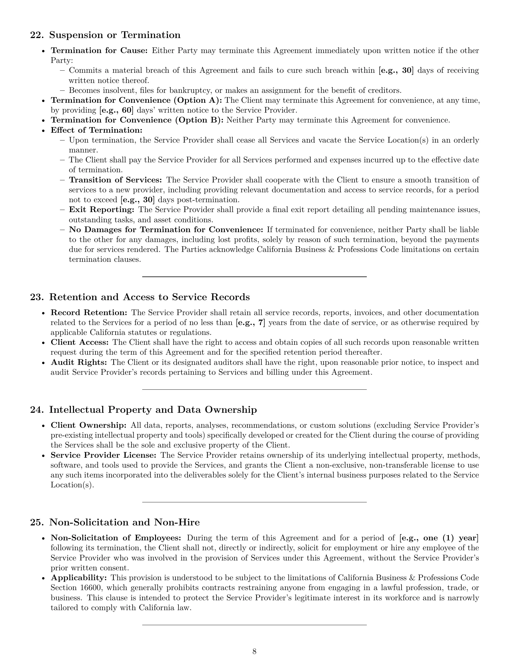 Preview page 8 of Pro California maintenance service contract template