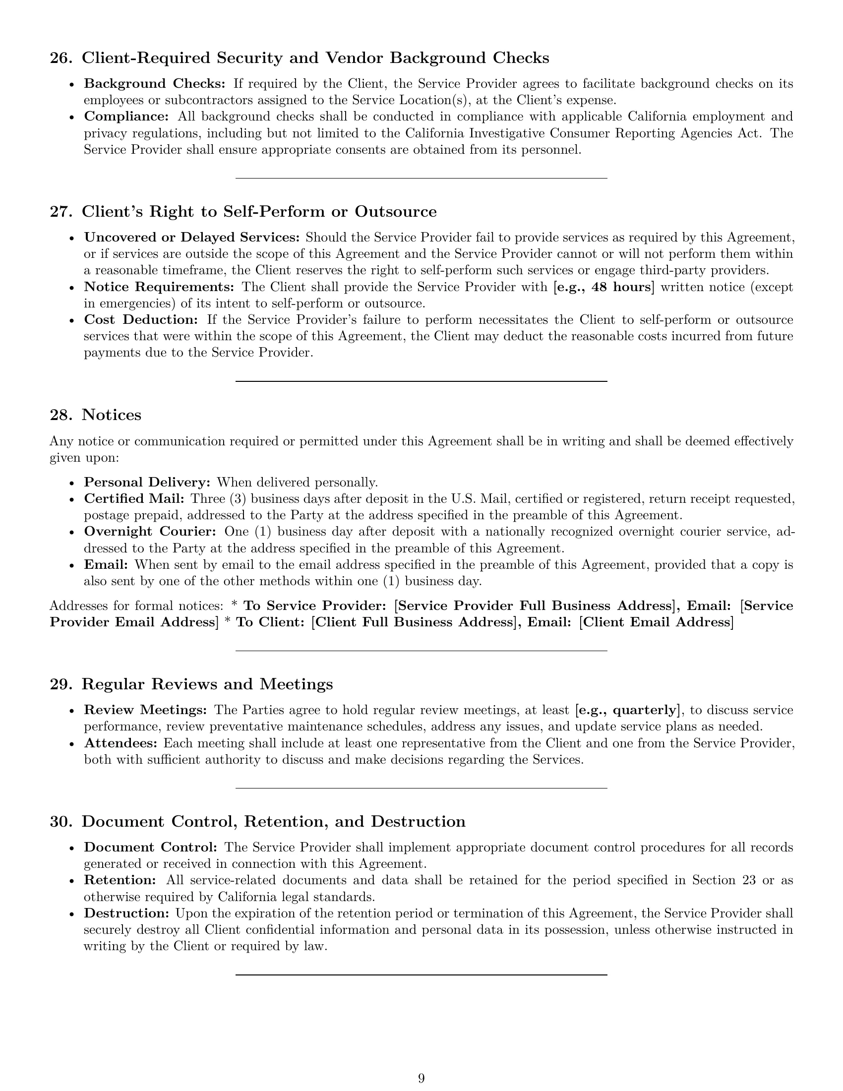 Preview page 9 of Pro California maintenance service contract template