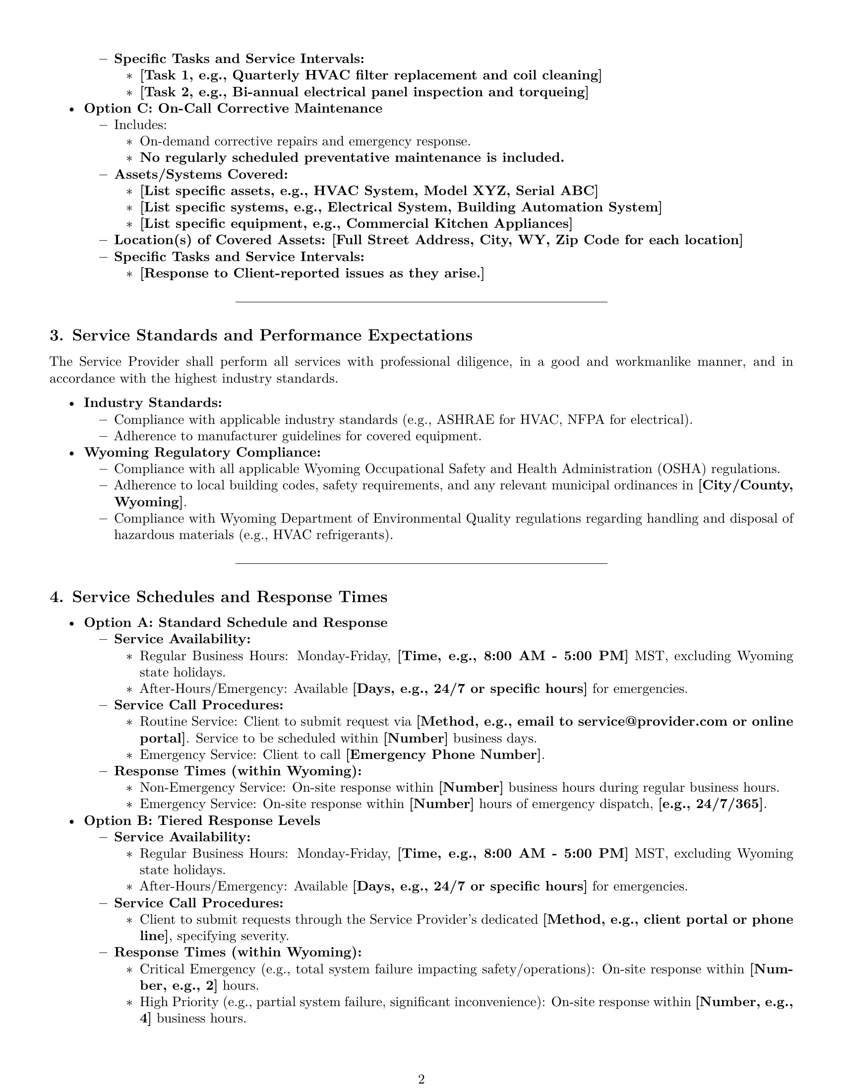 Preview page 2 of Pro Wyoming maintenance service contract template