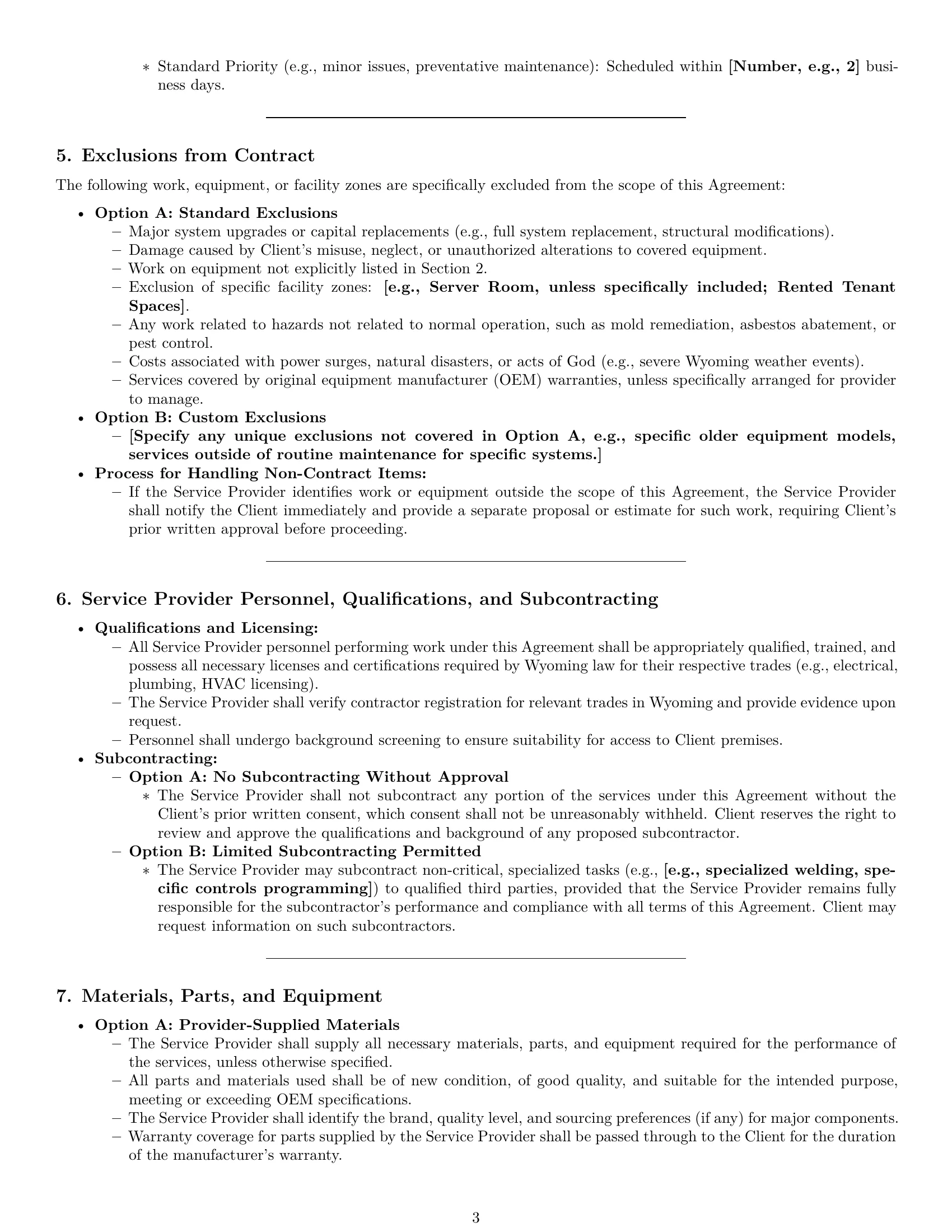 Preview page 3 of Pro Wyoming maintenance service contract template