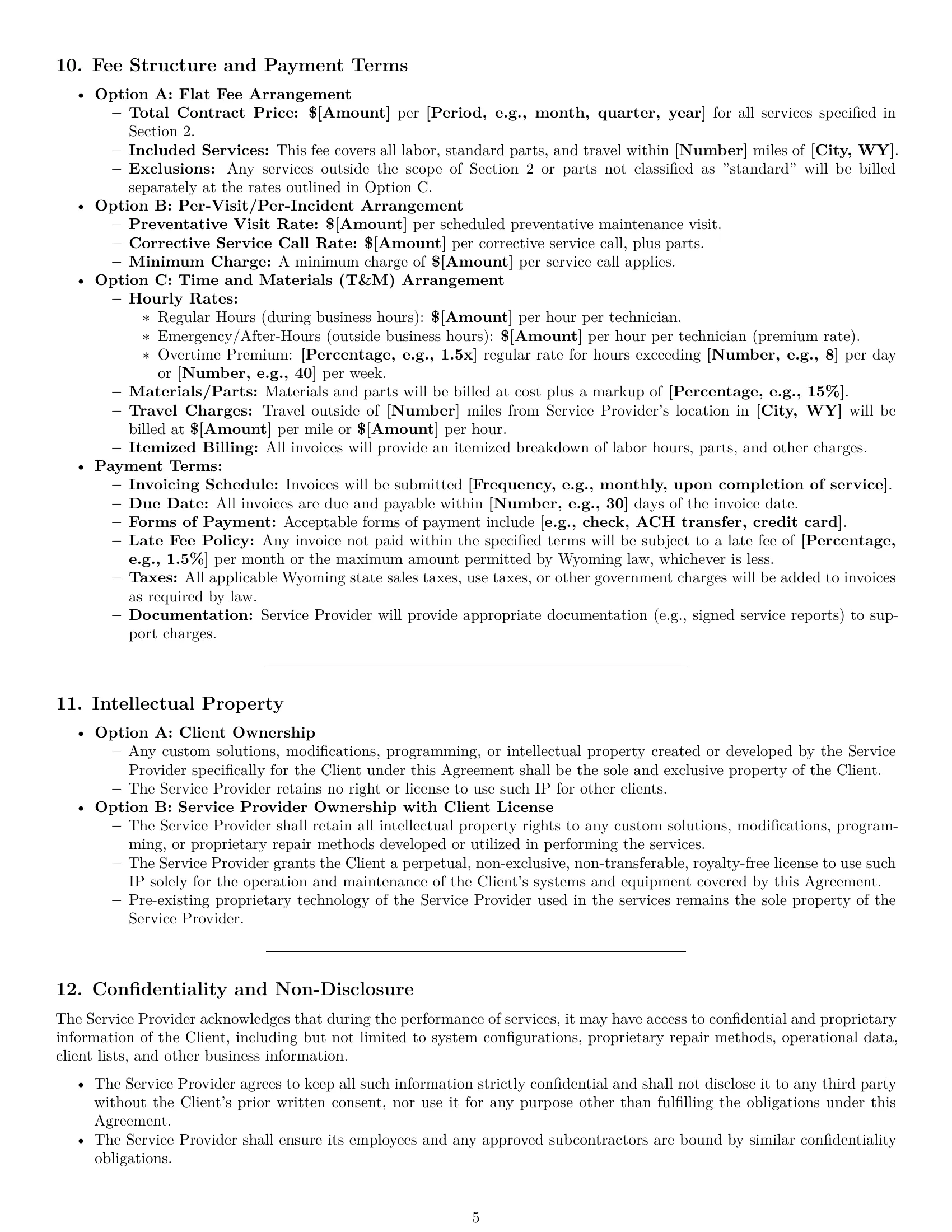 Preview page 5 of Pro Wyoming maintenance service contract template