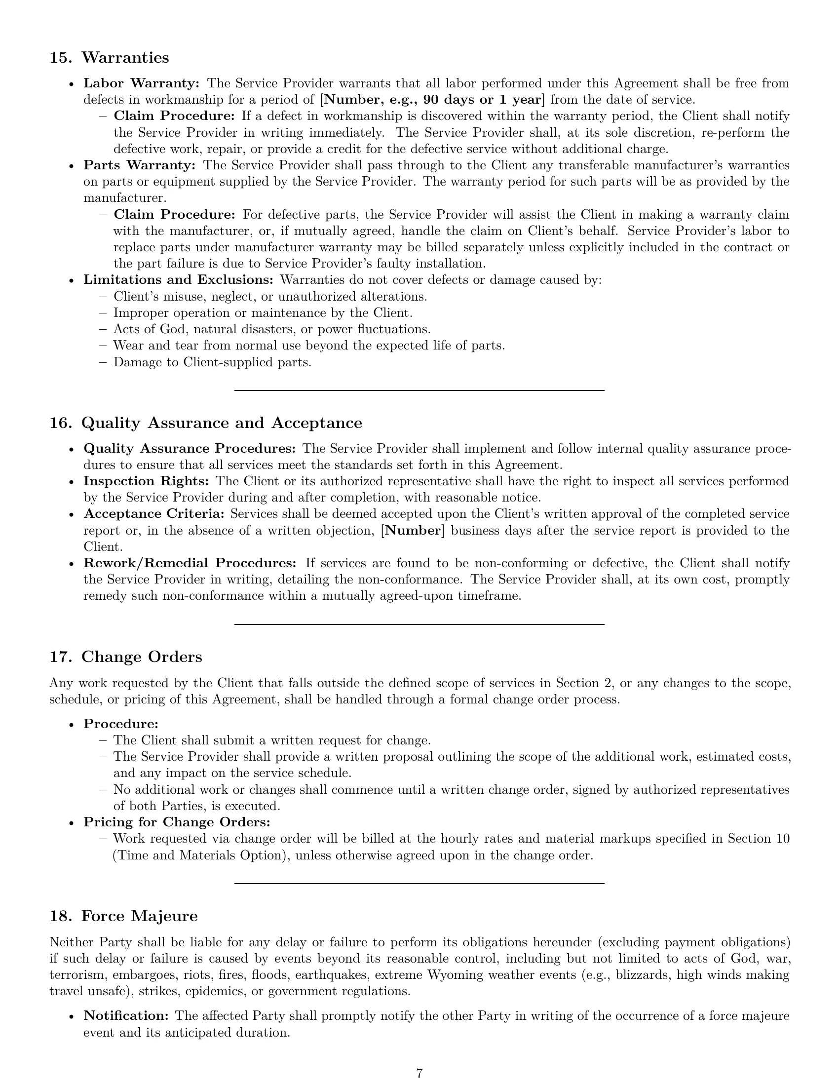 Preview page 7 of Pro Wyoming maintenance service contract template