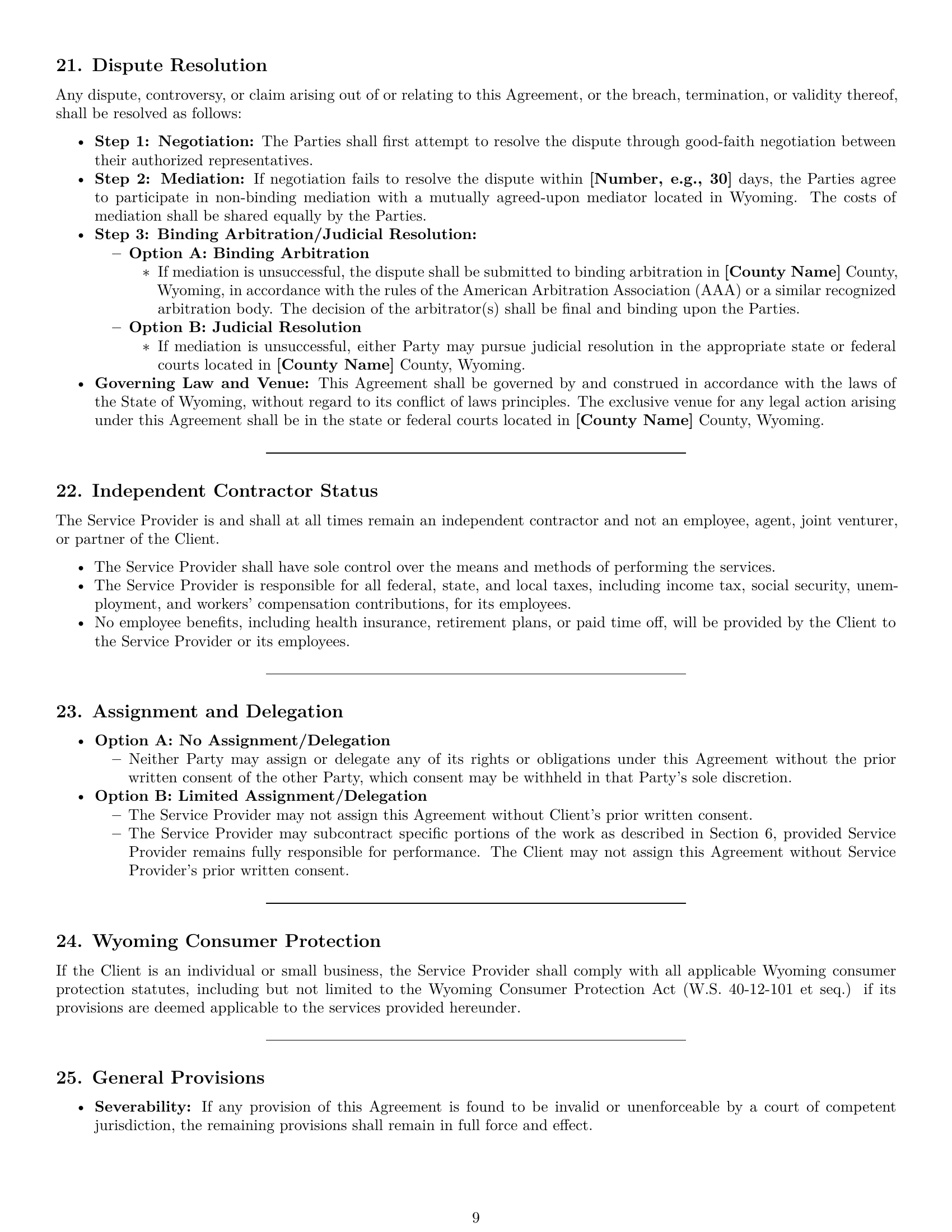 Preview page 9 of Pro Wyoming maintenance service contract template