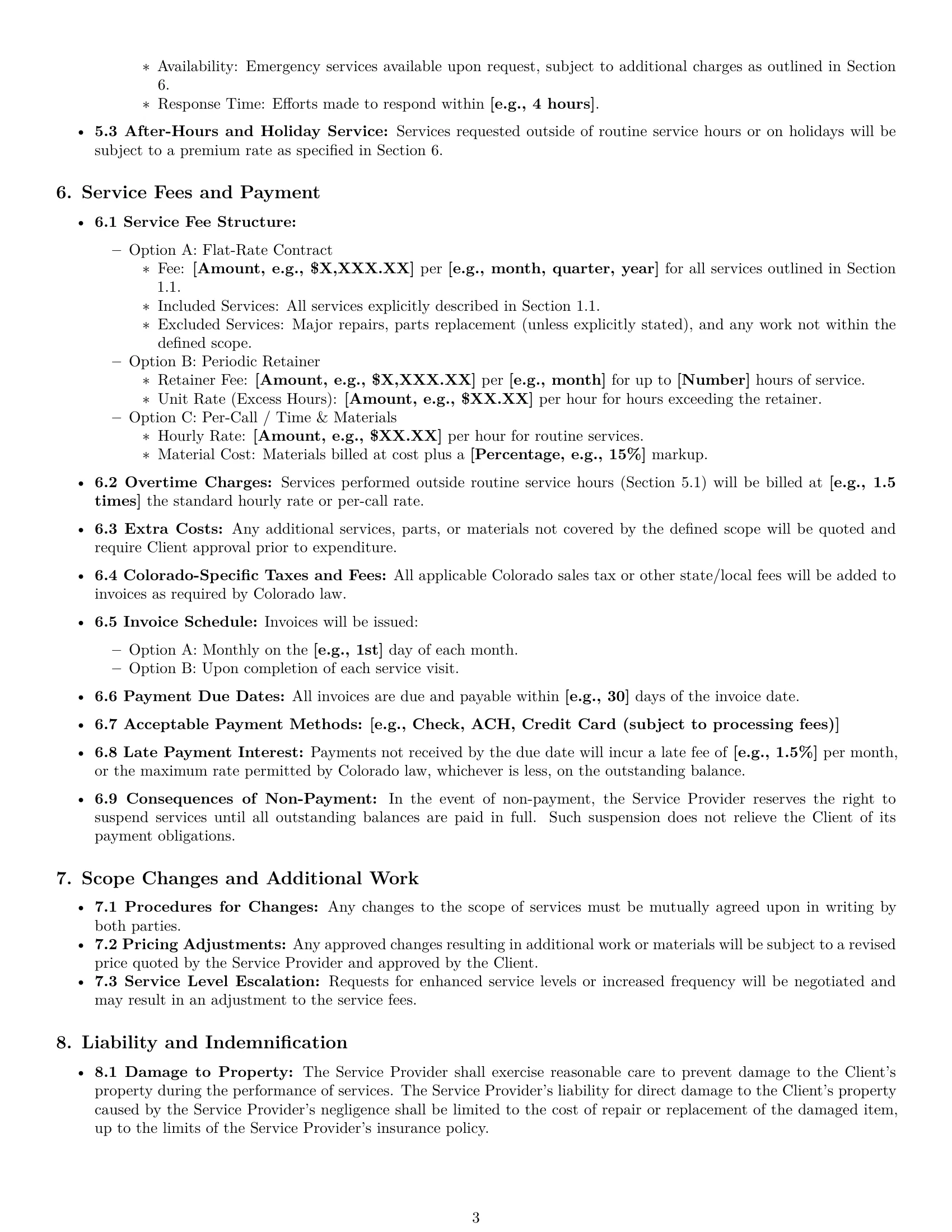 Preview page 3 of Pro Colorado maintenance service contract template