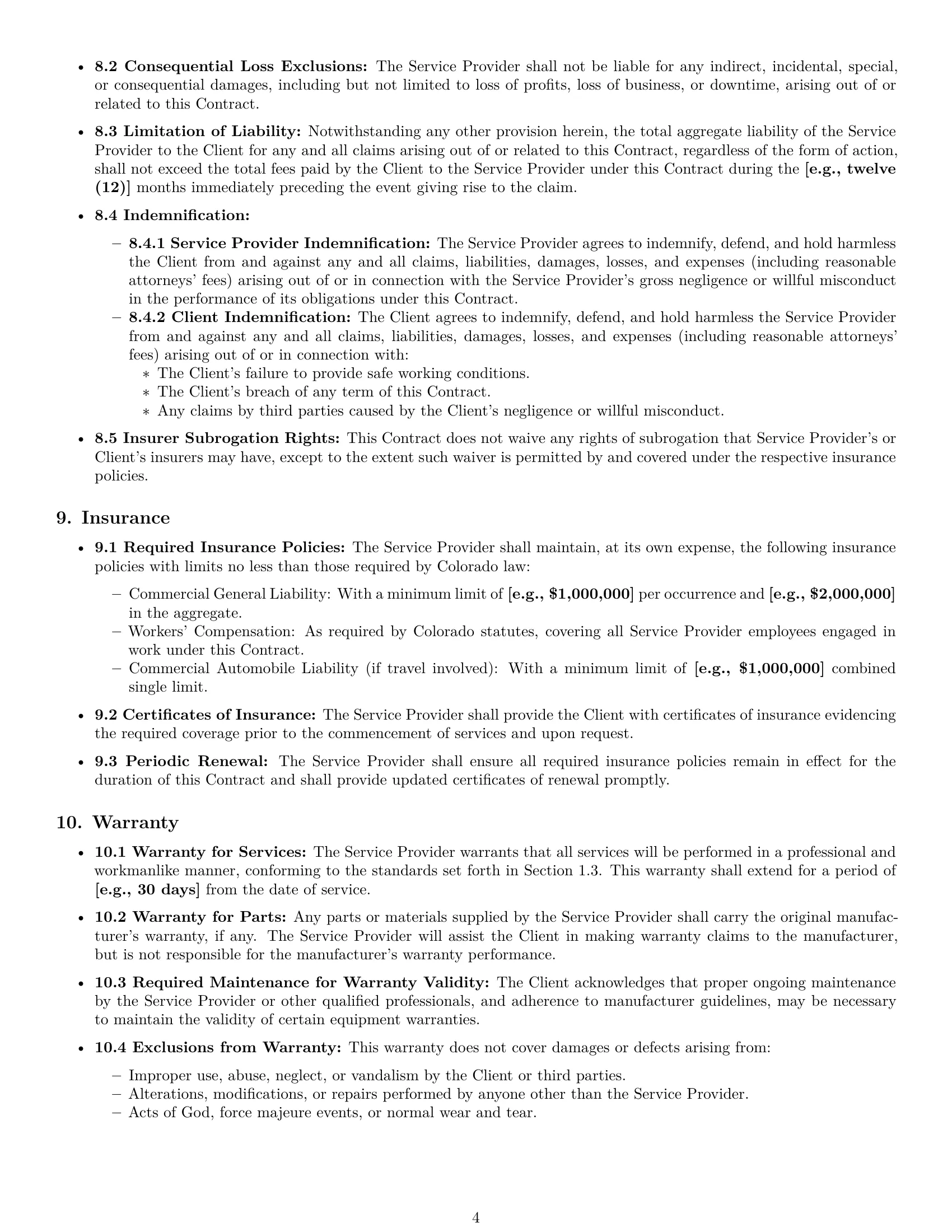 Preview page 4 of Pro Colorado maintenance service contract template