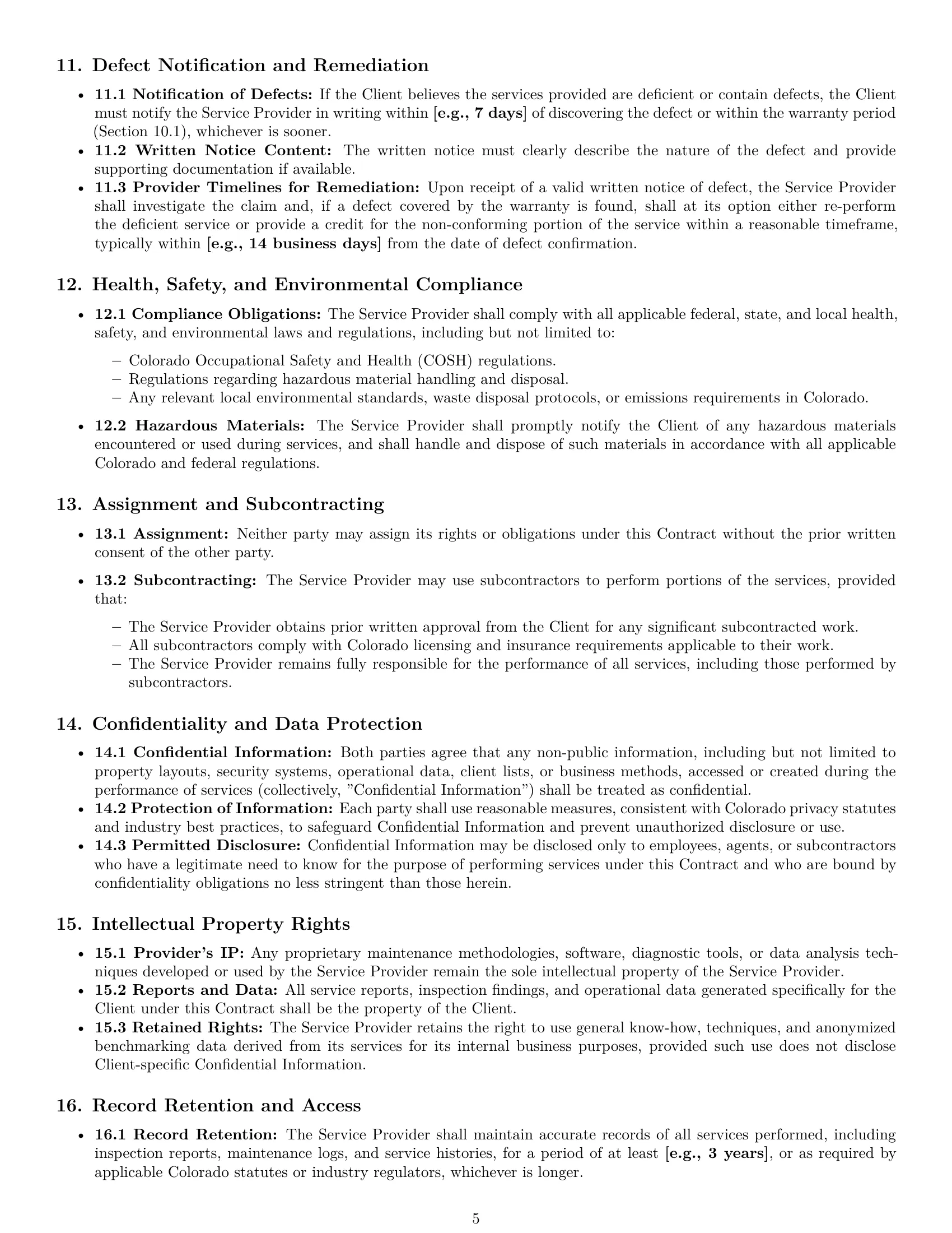 Preview page 5 of Pro Colorado maintenance service contract template