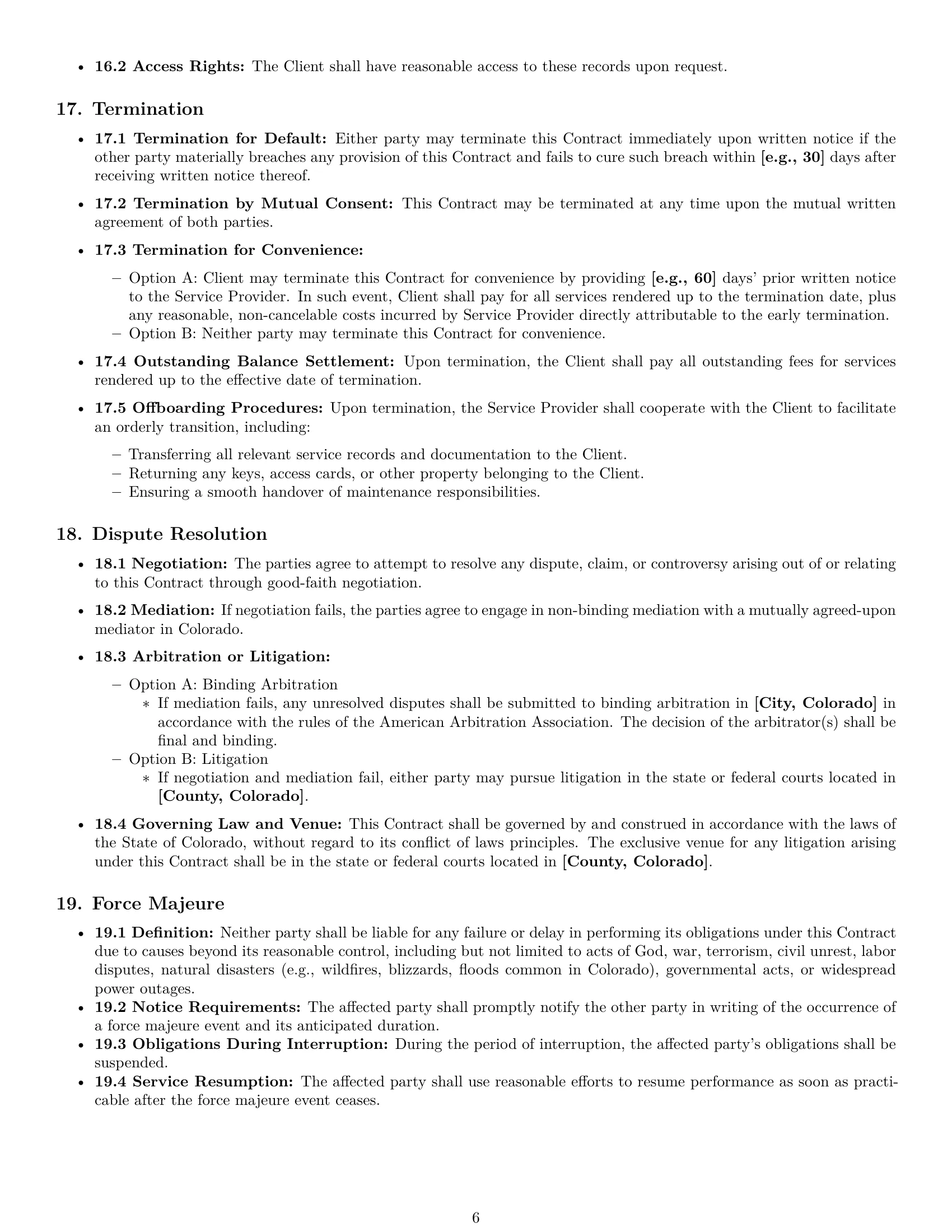 Preview page 6 of Pro Colorado maintenance service contract template