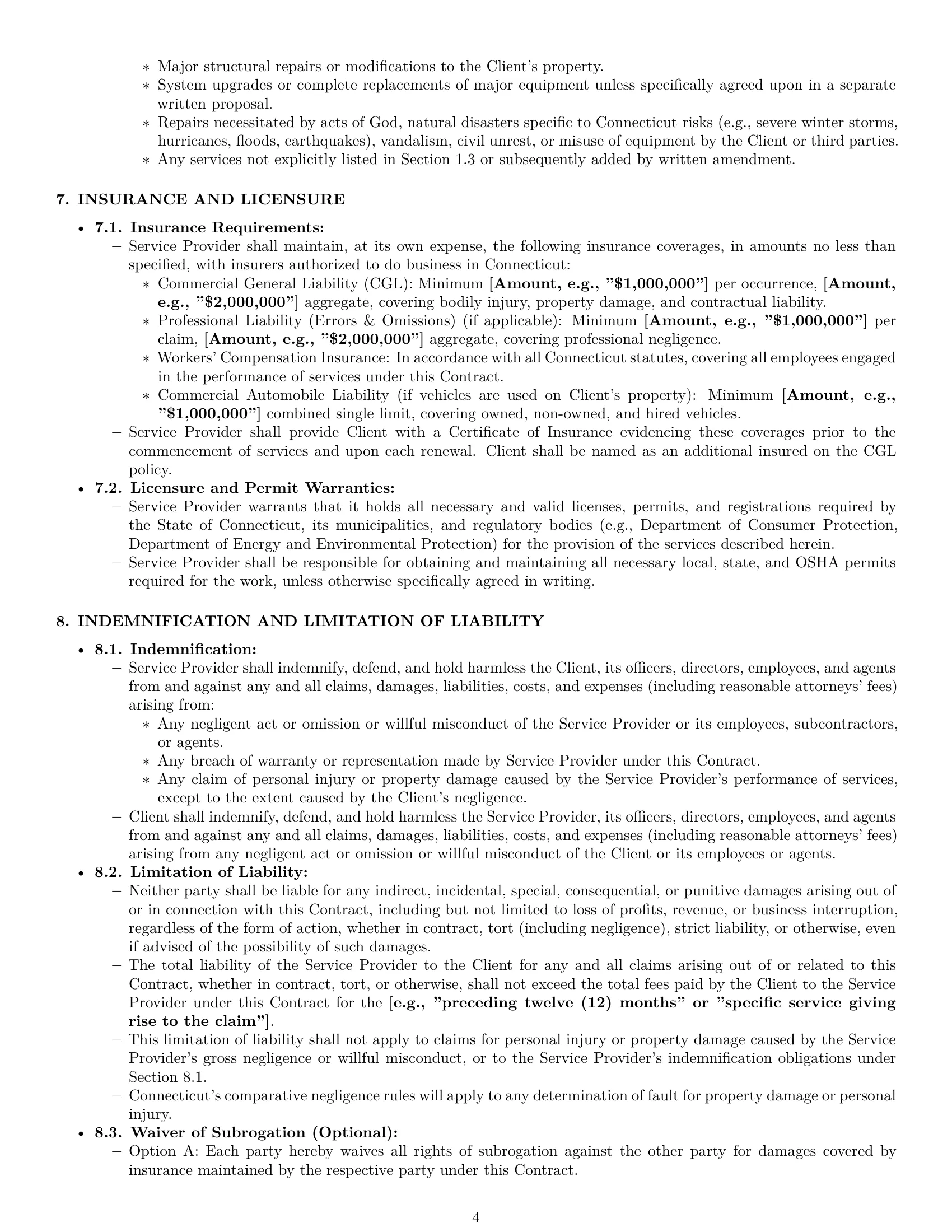 Preview page 4 of Pro Connecticut maintenance service contract template