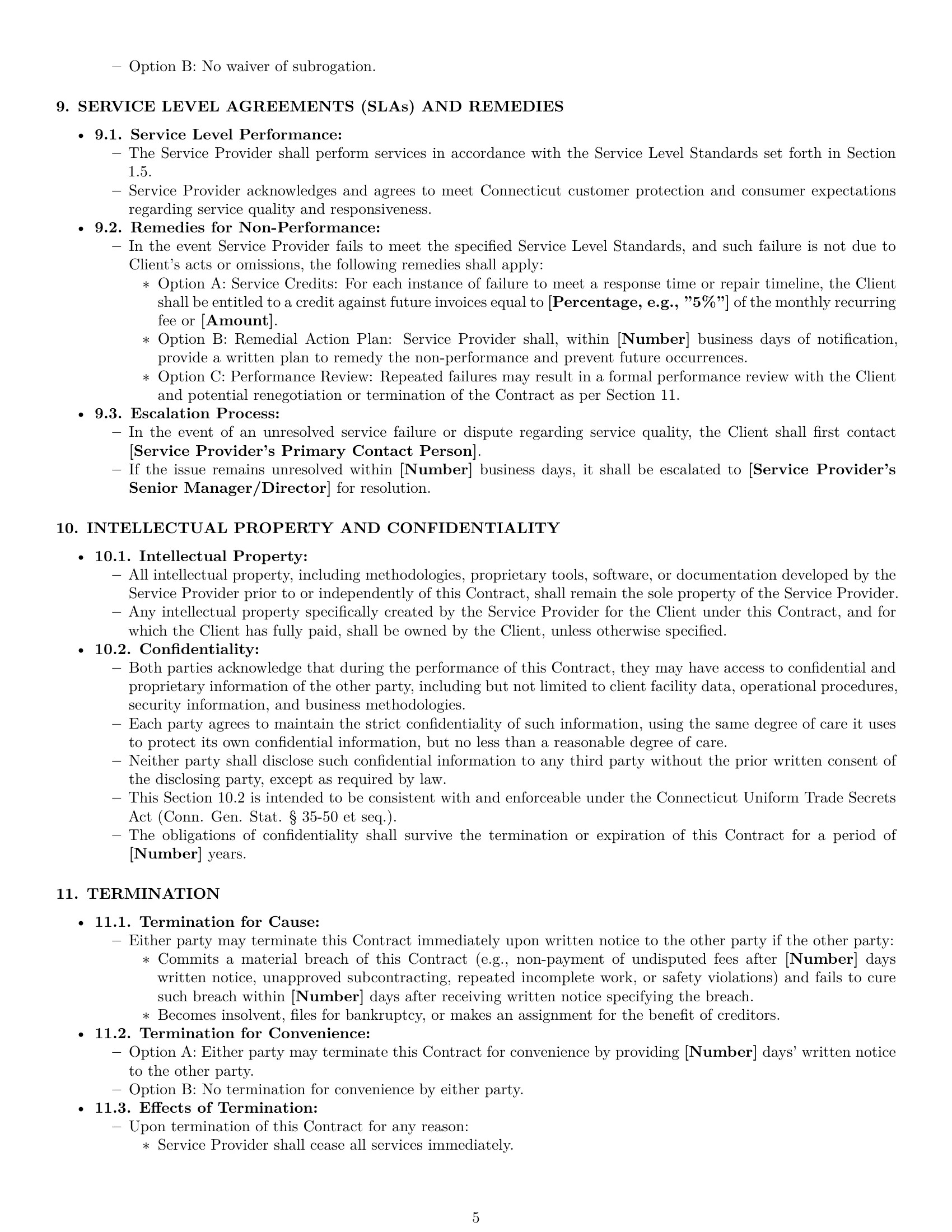 Preview page 5 of Pro Connecticut maintenance service contract template