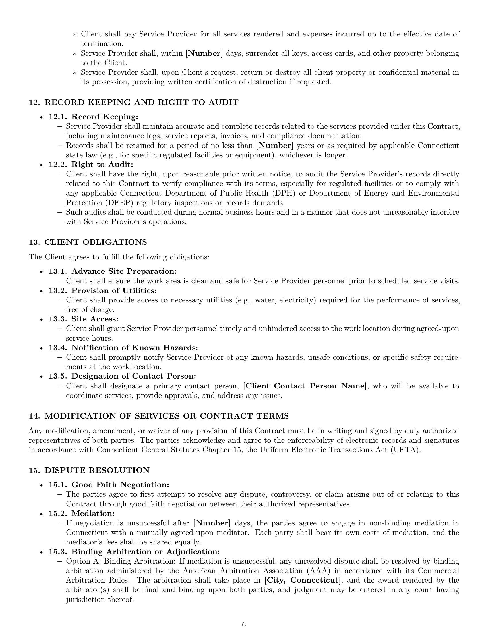 Preview page 6 of Pro Connecticut maintenance service contract template