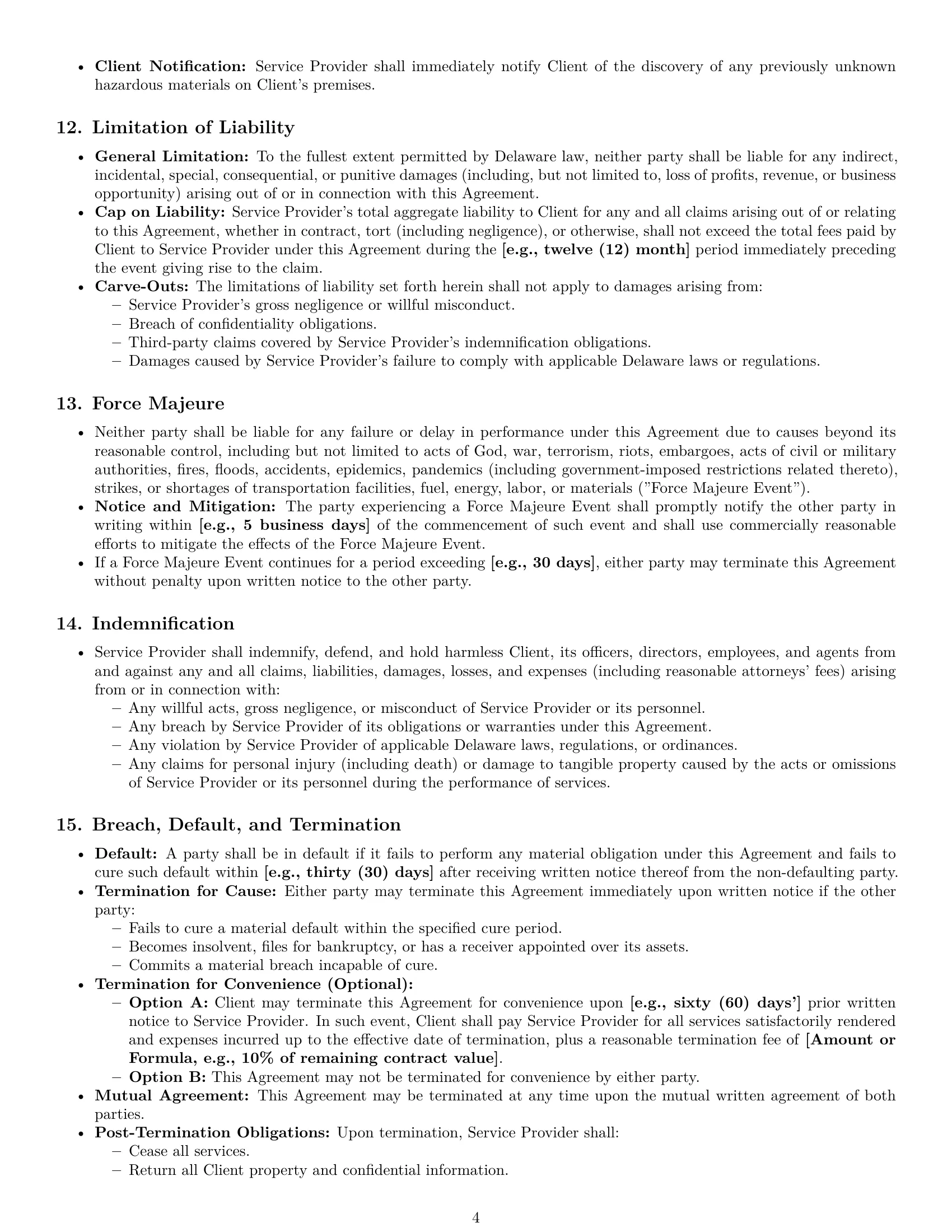 Preview page 4 of Pro Delaware maintenance service contract template