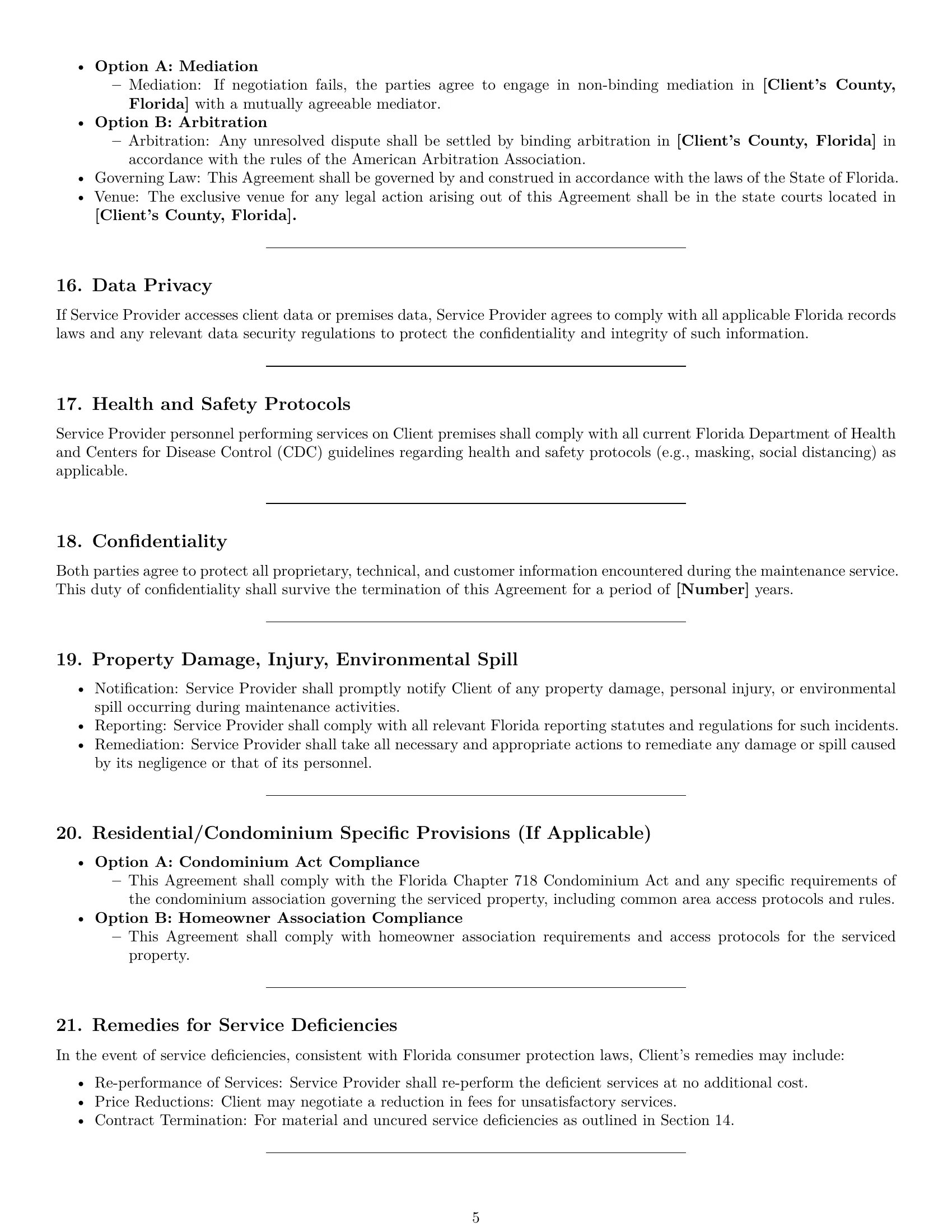 Preview page 5 of Pro Florida maintenance service contract template