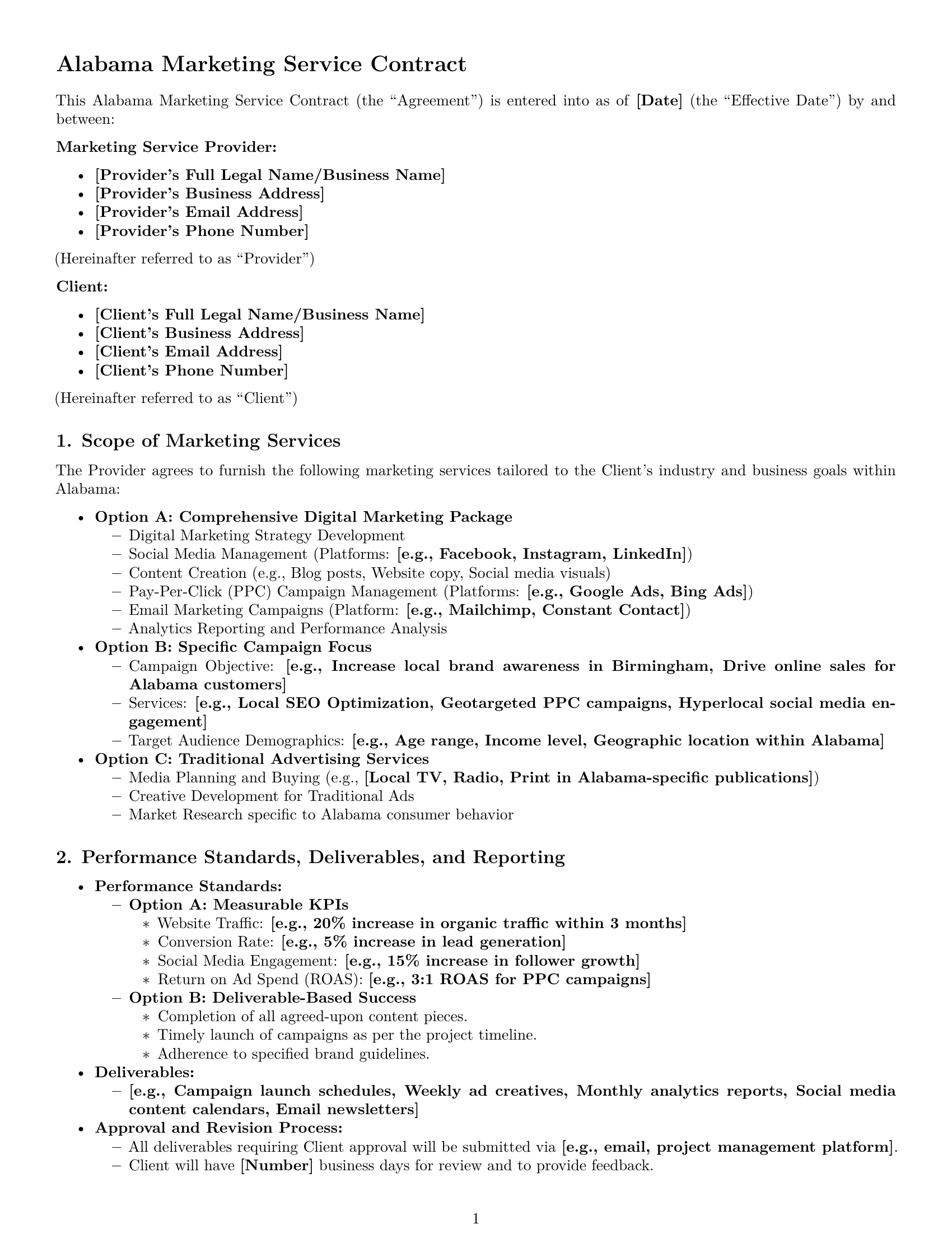 Preview page 1 of Pro Alabama marketing service contract template
