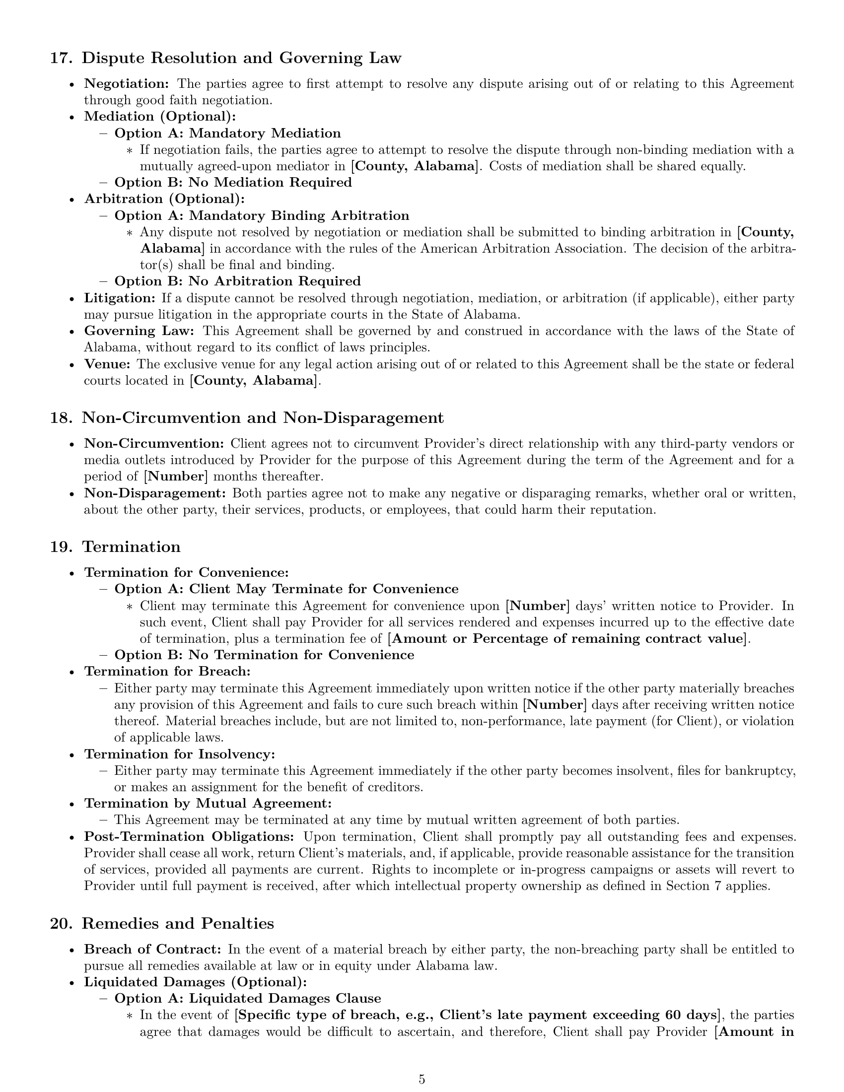 Preview page 5 of Pro Alabama marketing service contract template