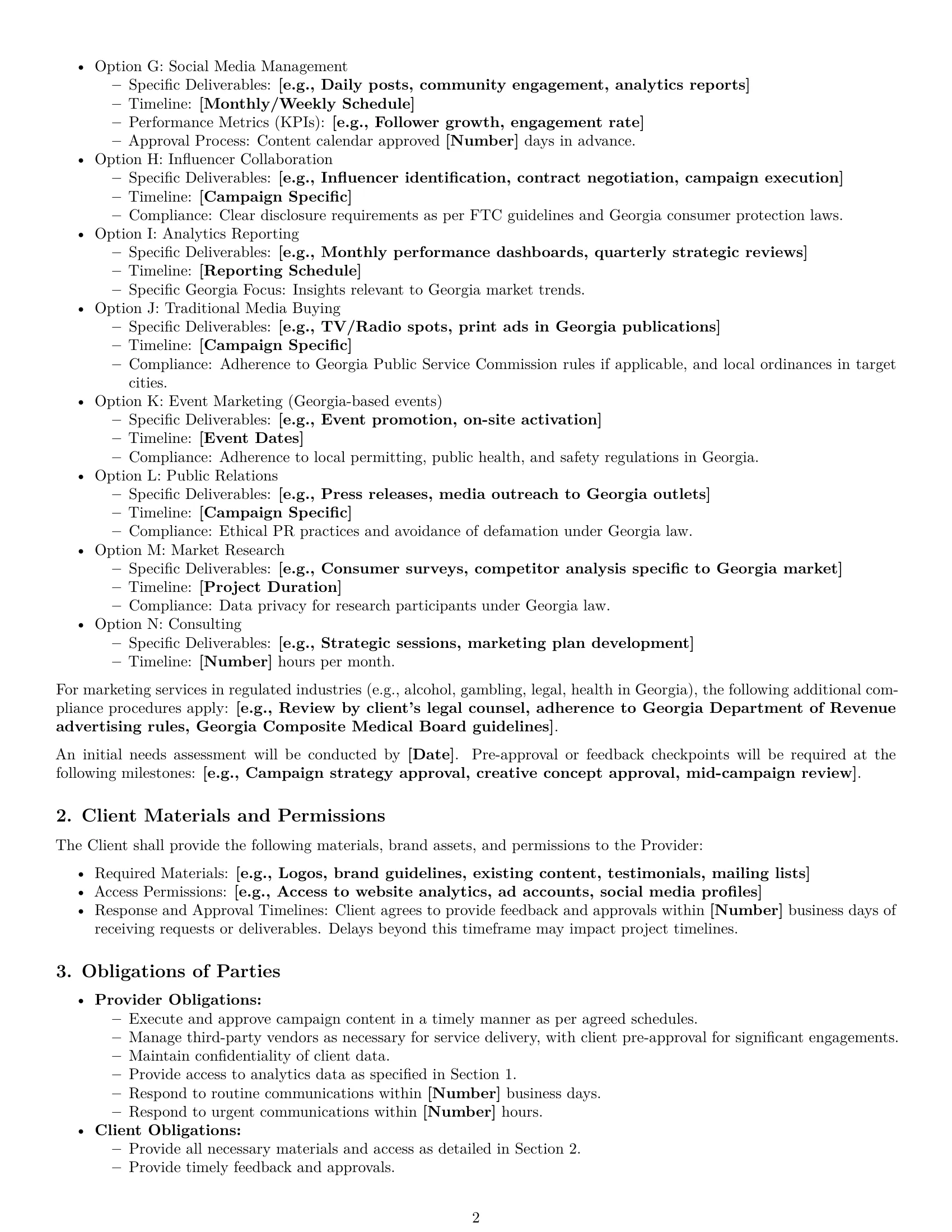 Preview page 2 of Pro Georgia marketing service contract template