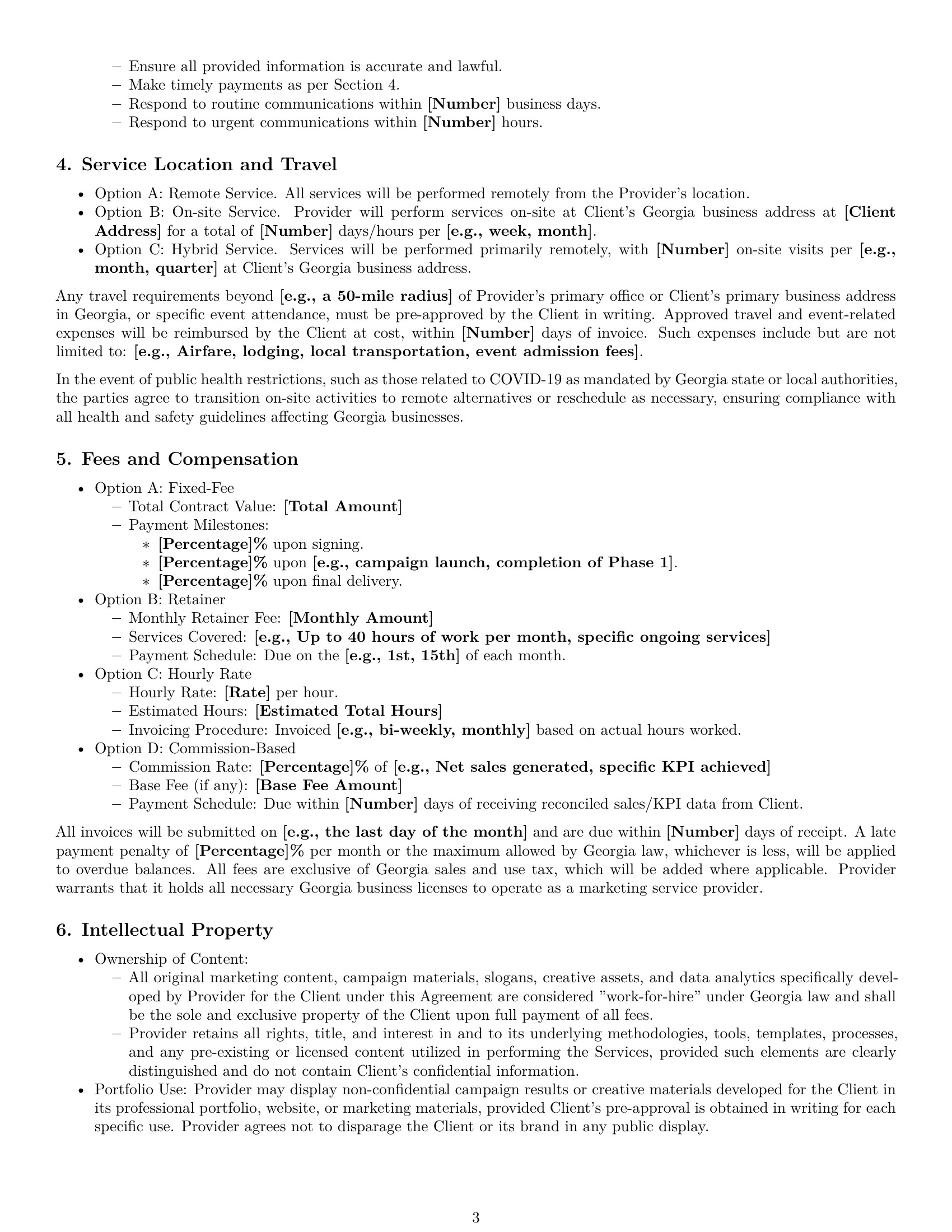 Preview page 3 of Pro Georgia marketing service contract template