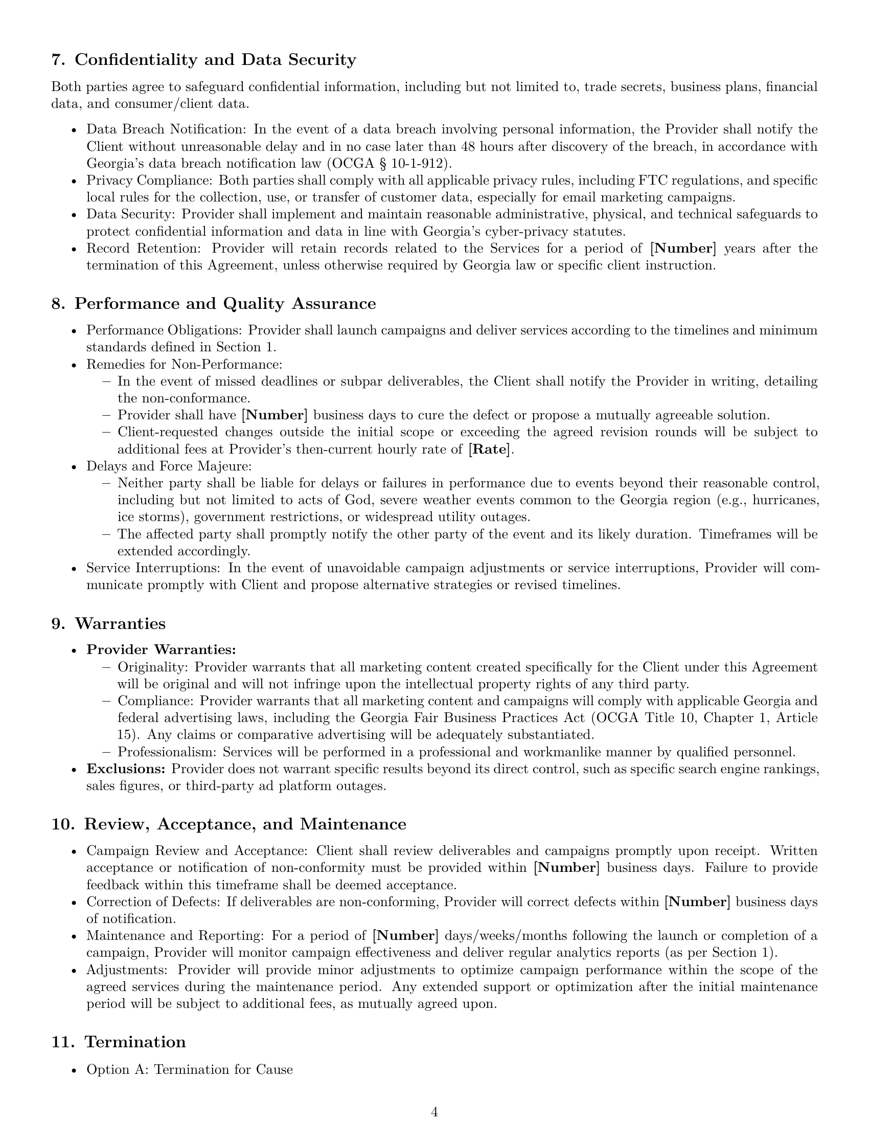 Preview page 4 of Pro Georgia marketing service contract template