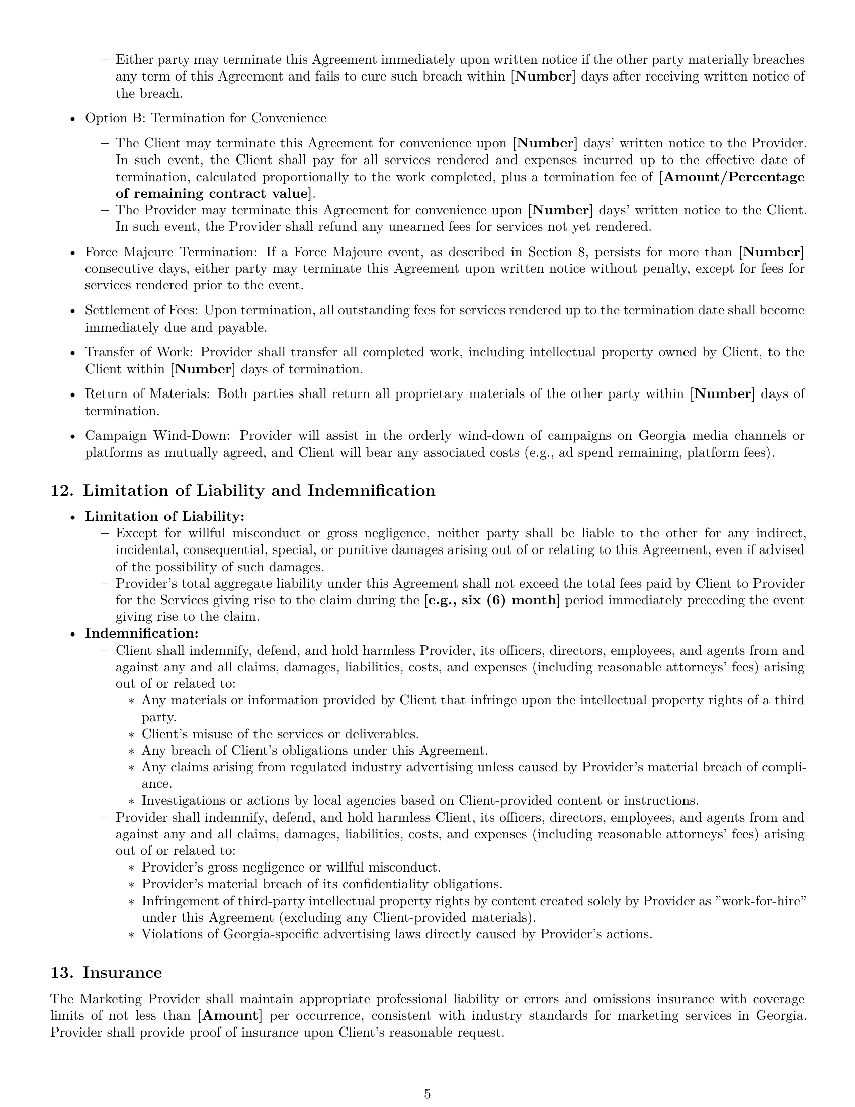 Preview page 5 of Pro Georgia marketing service contract template