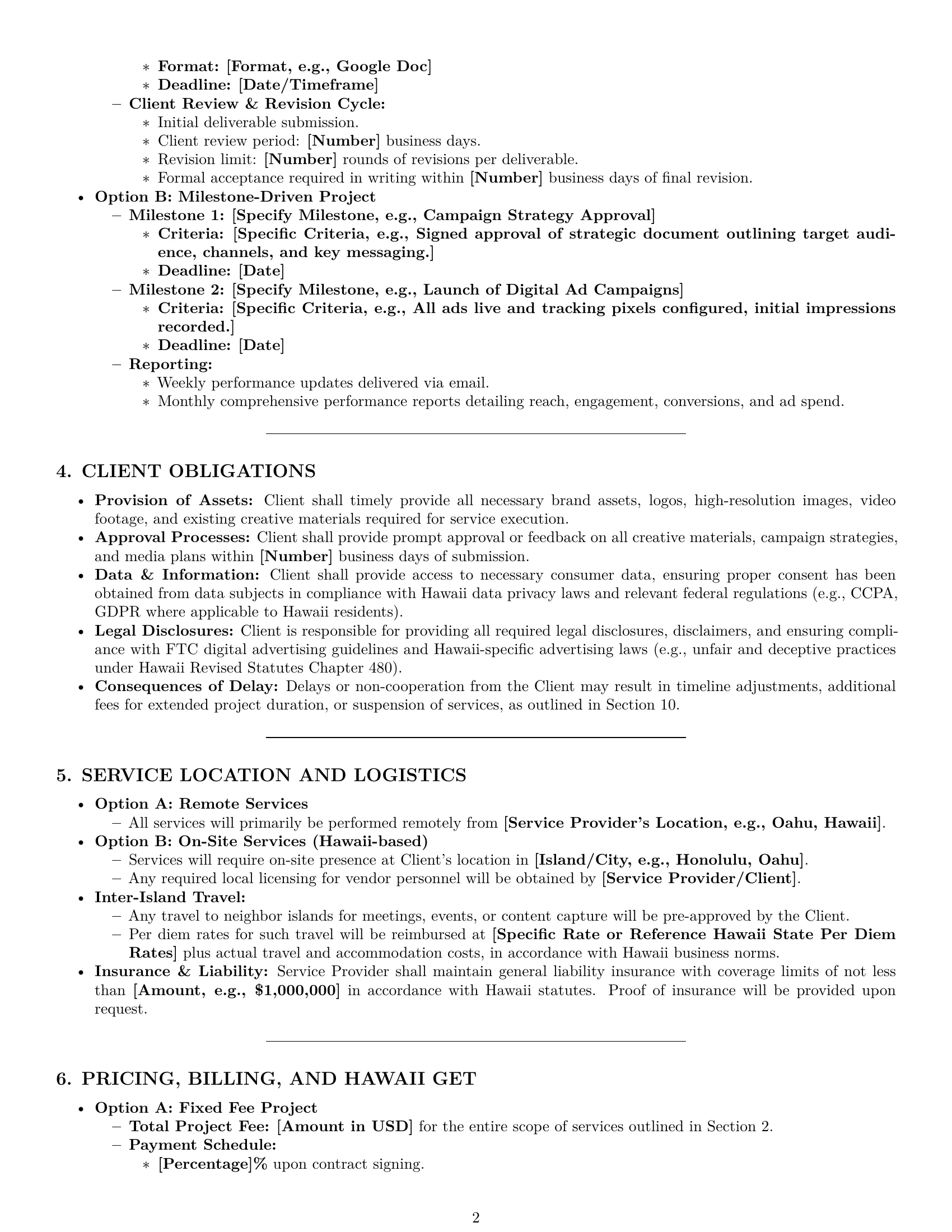 Preview page 2 of Pro Hawaii marketing service contract template