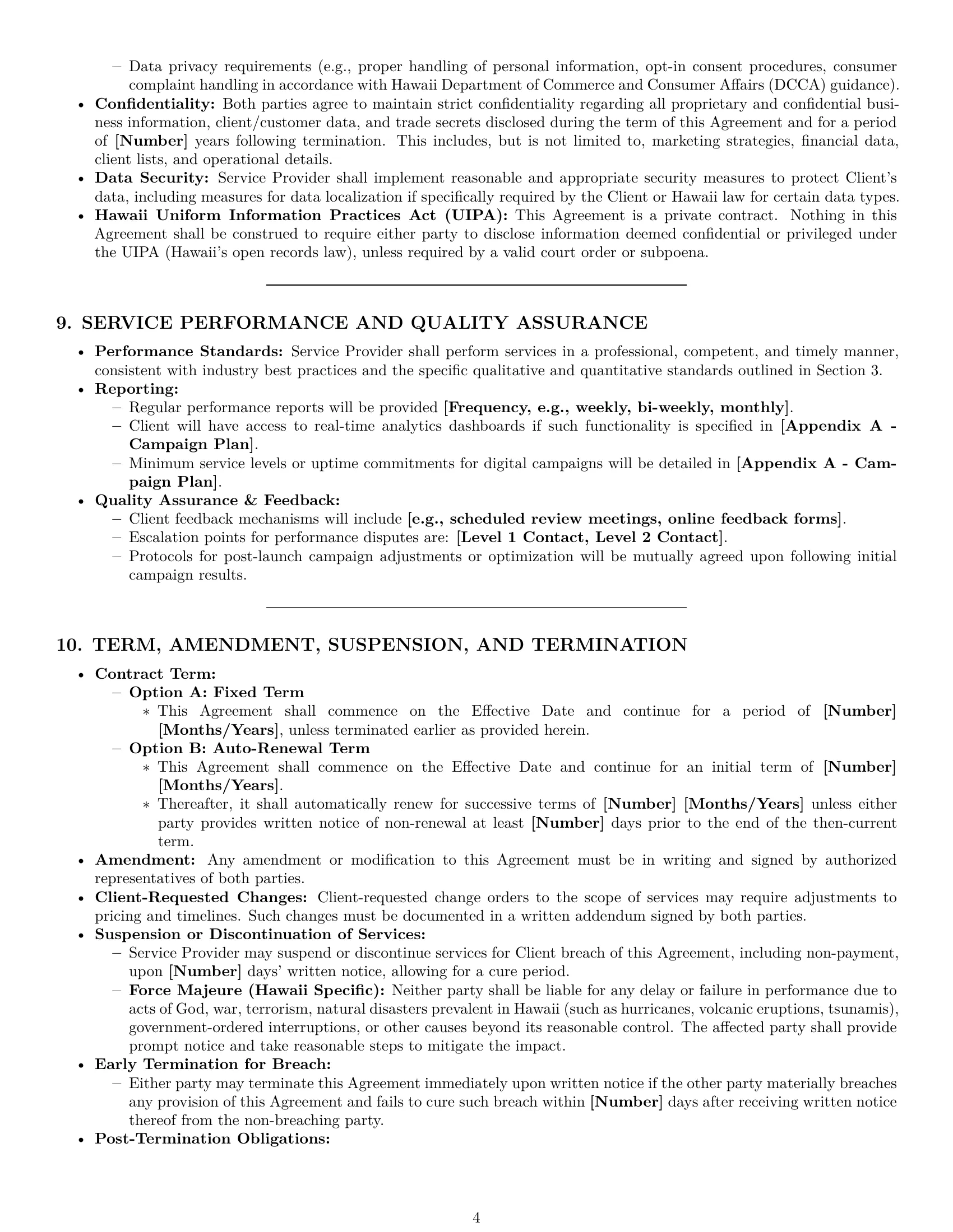 Preview page 4 of Pro Hawaii marketing service contract template