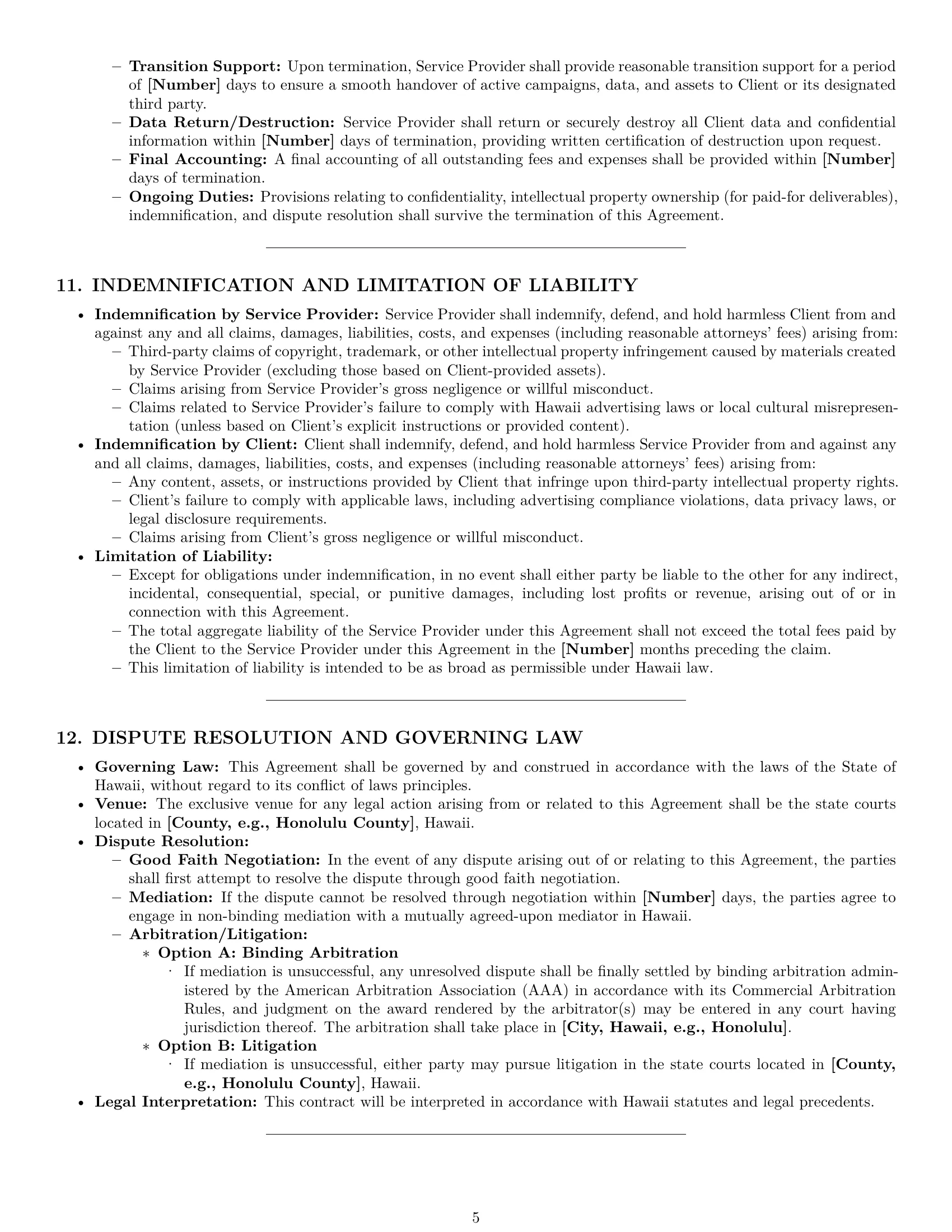 Preview page 5 of Pro Hawaii marketing service contract template