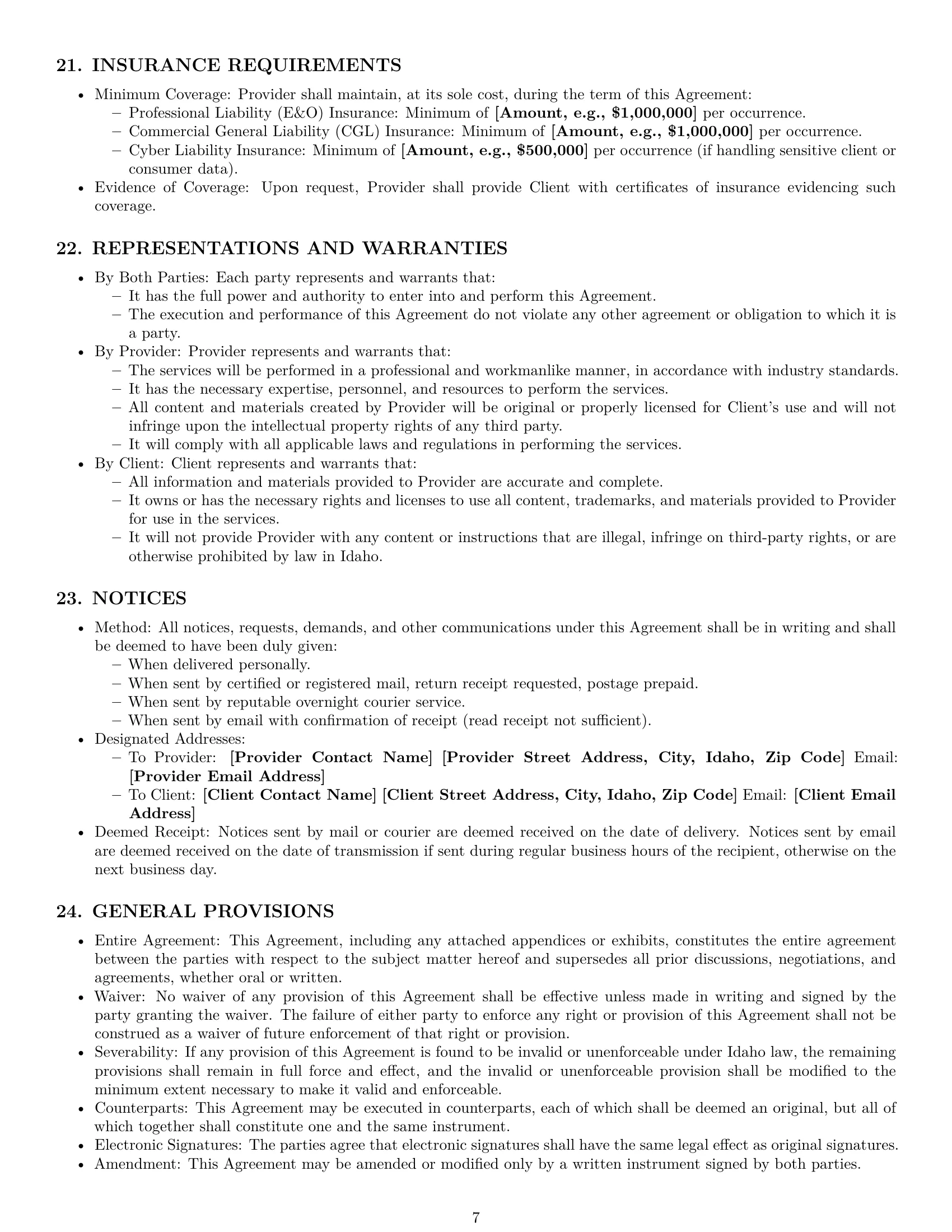 Preview page 7 of Pro Idaho marketing service contract template
