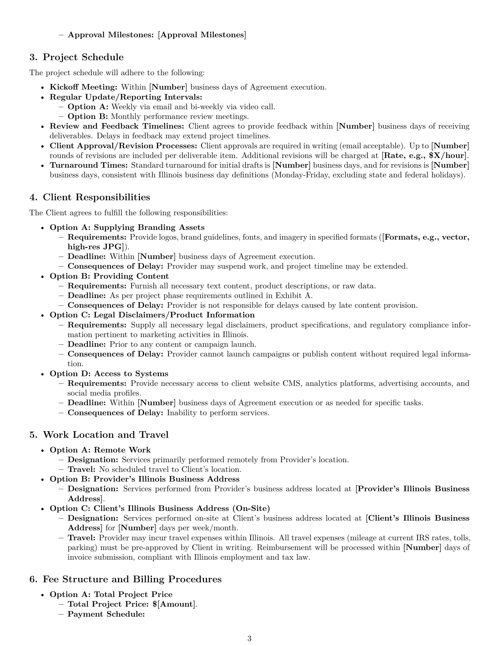 Preview page 3 of Pro Illinois marketing service contract template