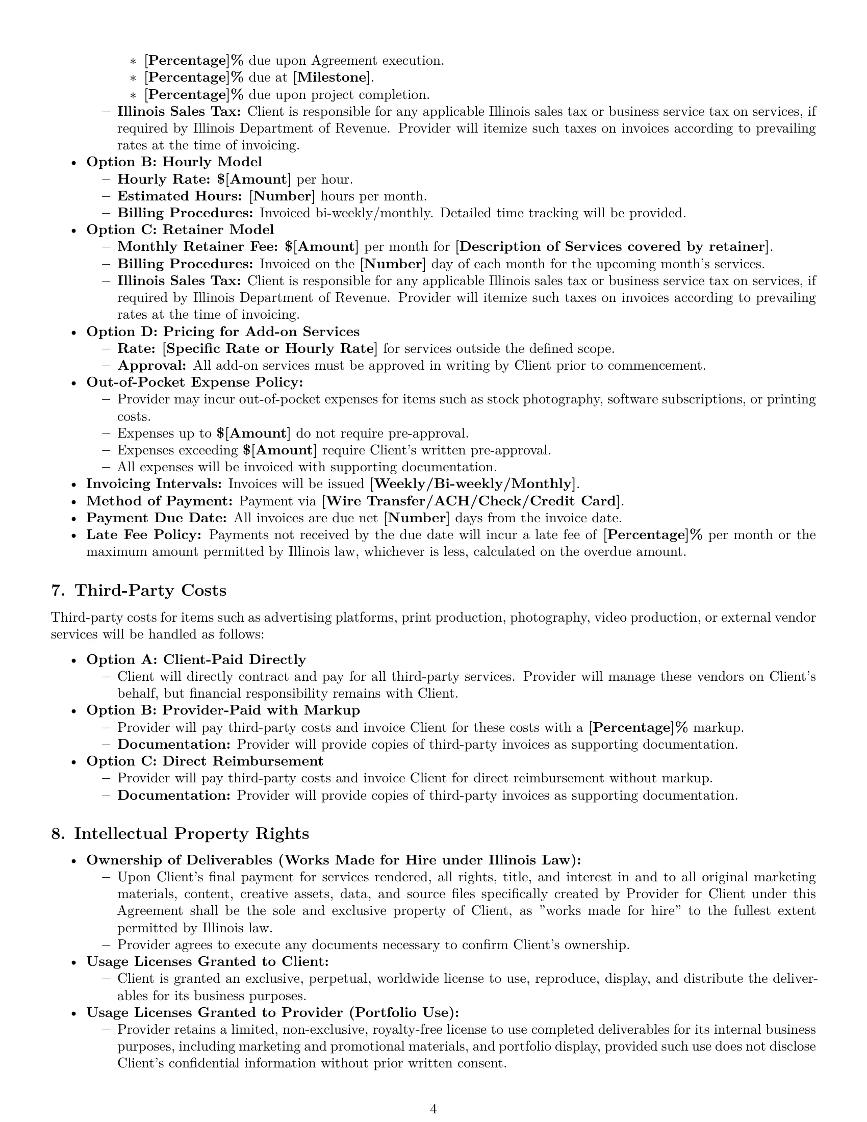 Preview page 4 of Pro Illinois marketing service contract template