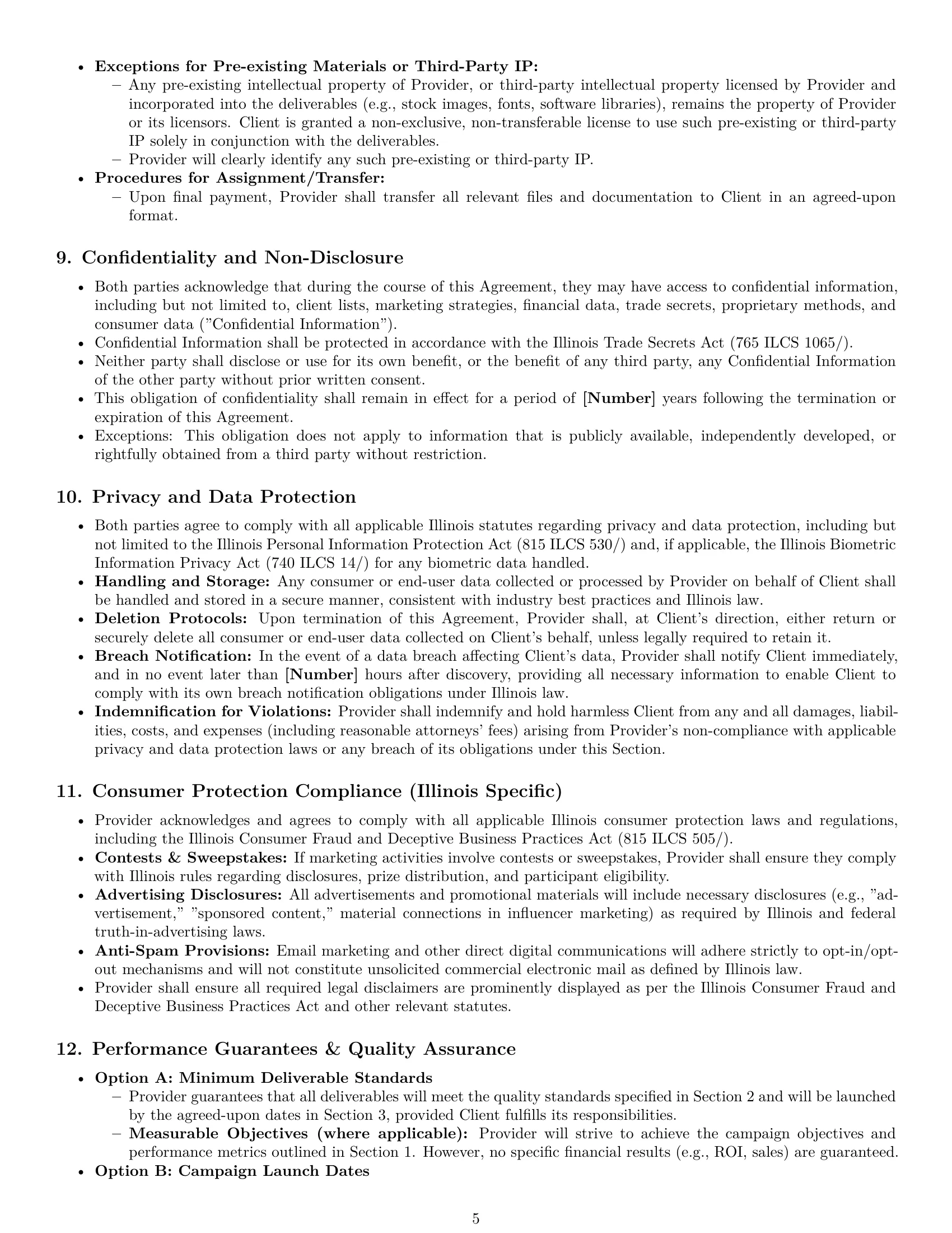 Preview page 5 of Pro Illinois marketing service contract template