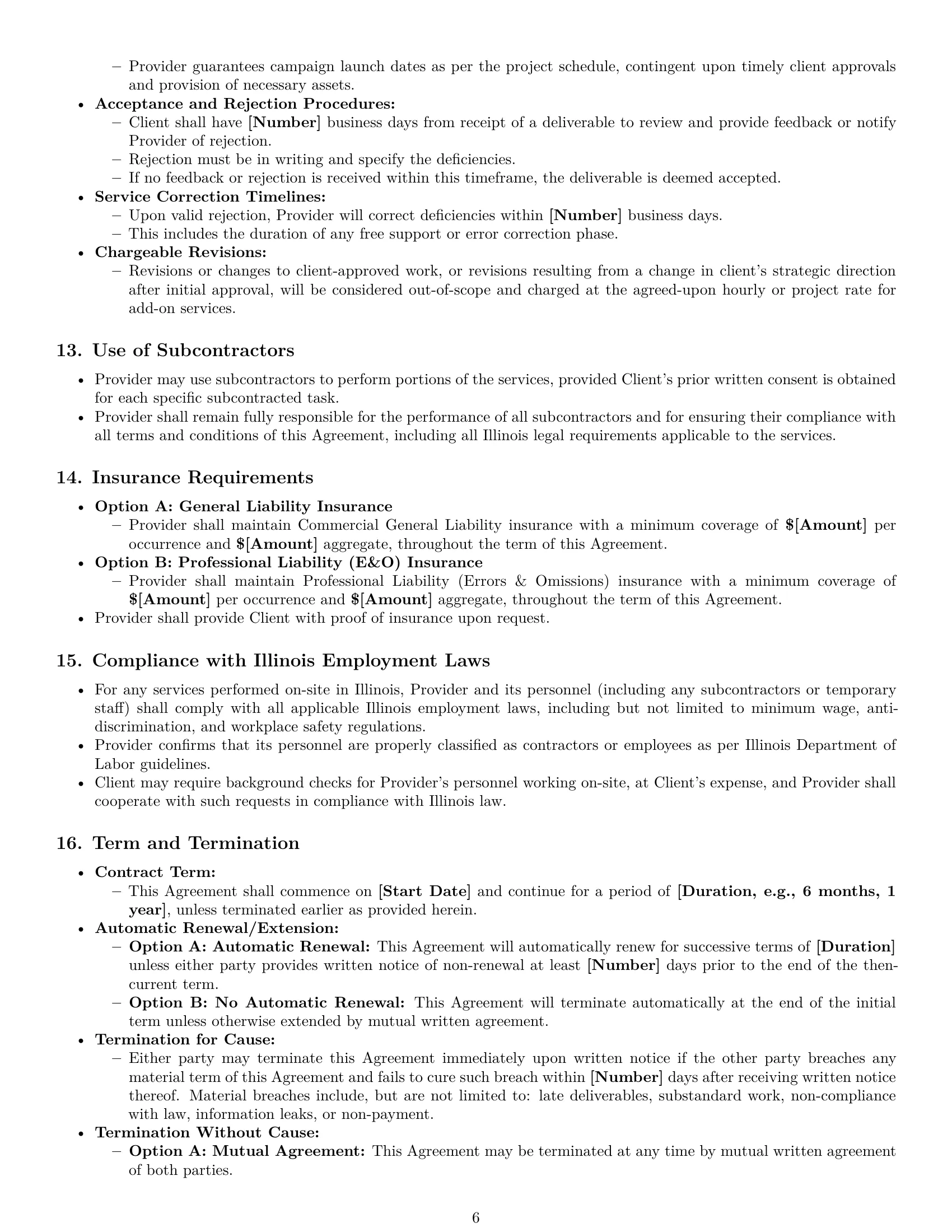 Preview page 6 of Pro Illinois marketing service contract template