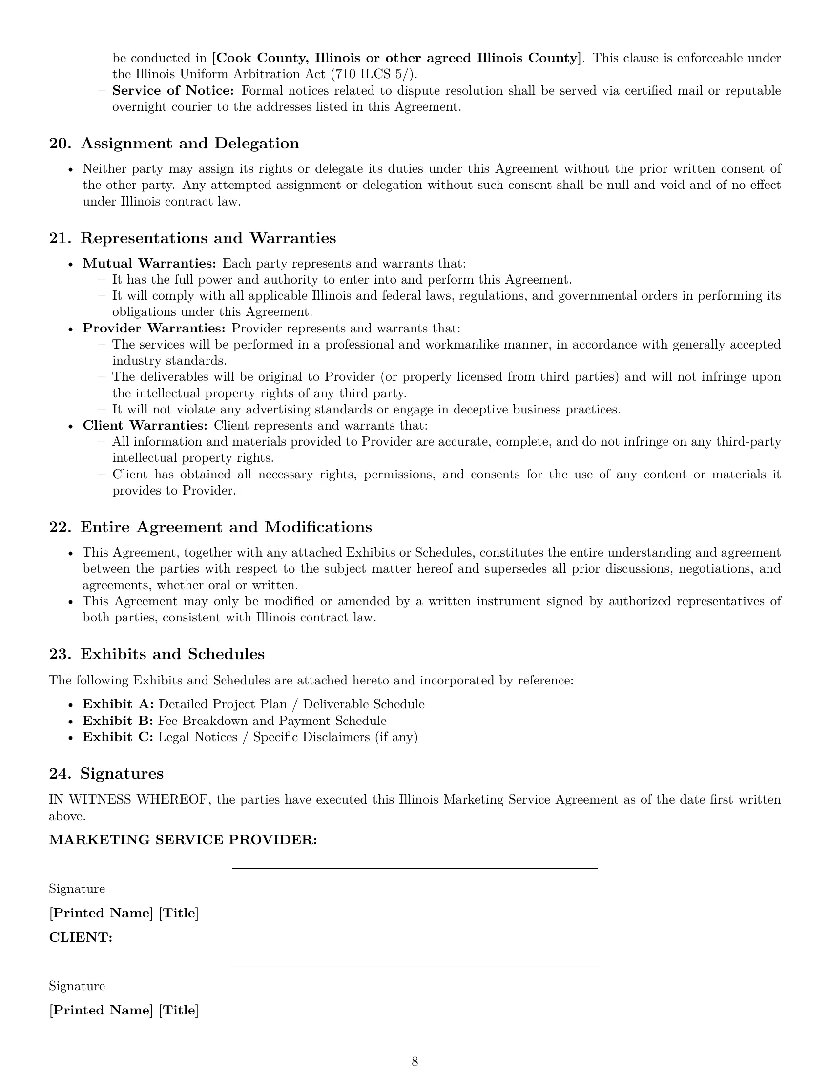 Preview page 8 of Pro Illinois marketing service contract template