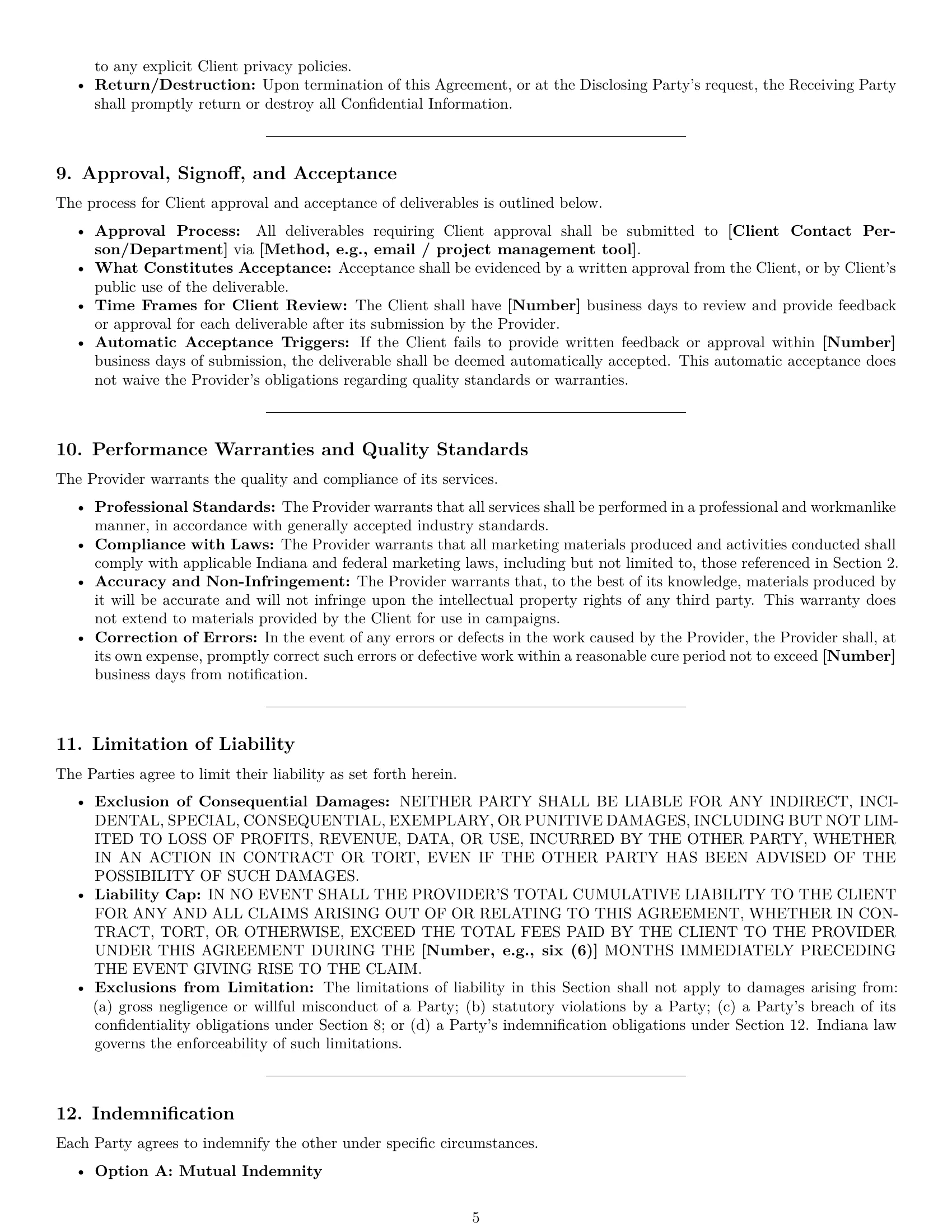 Preview page 5 of Pro Indiana marketing service contract template