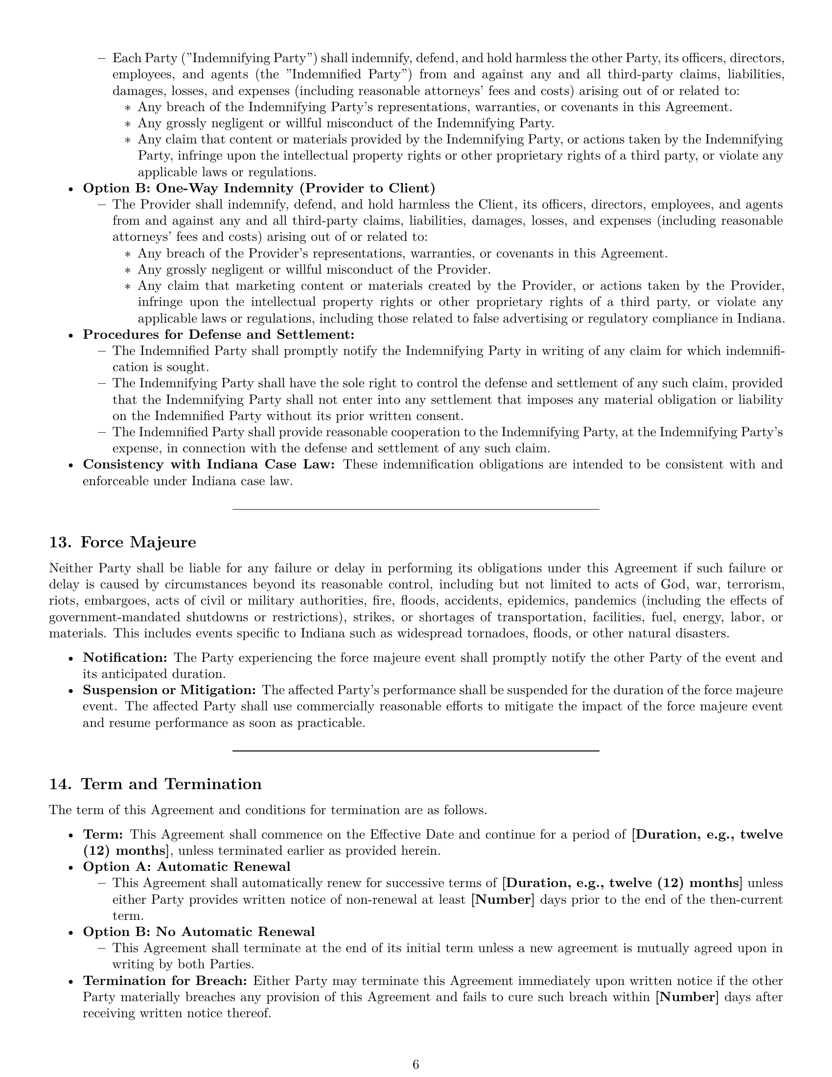 Preview page 6 of Pro Indiana marketing service contract template