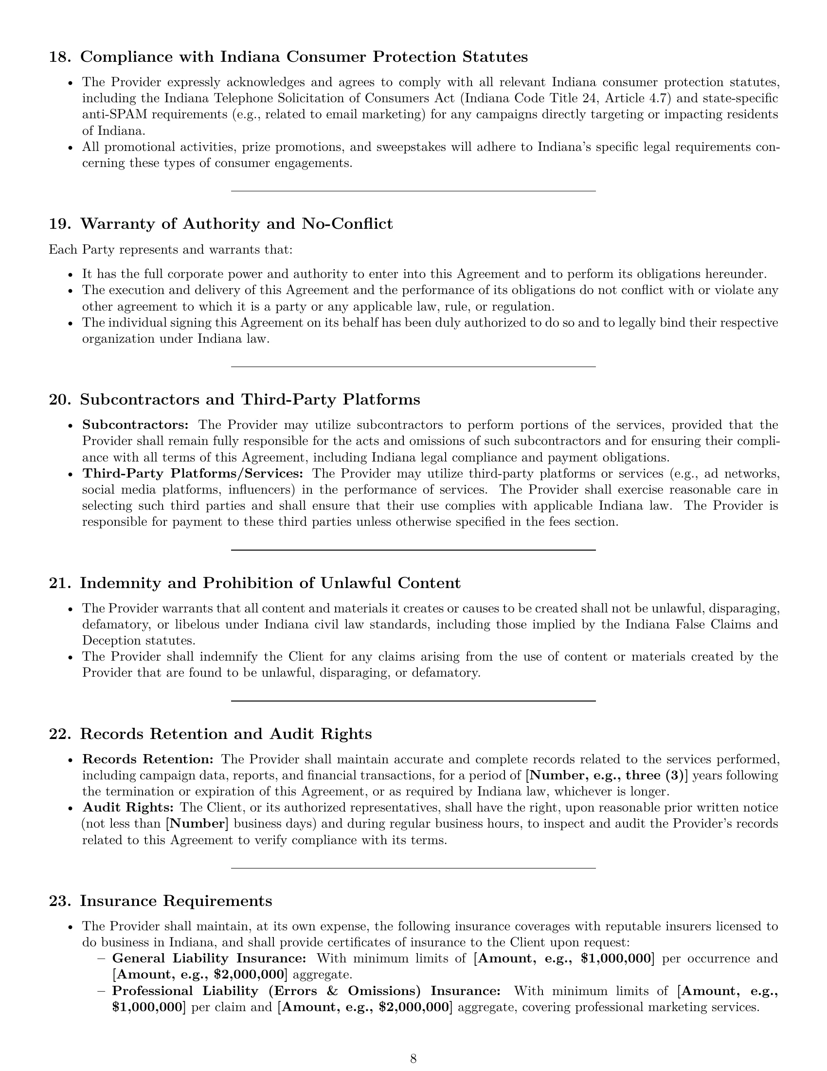 Preview page 8 of Pro Indiana marketing service contract template