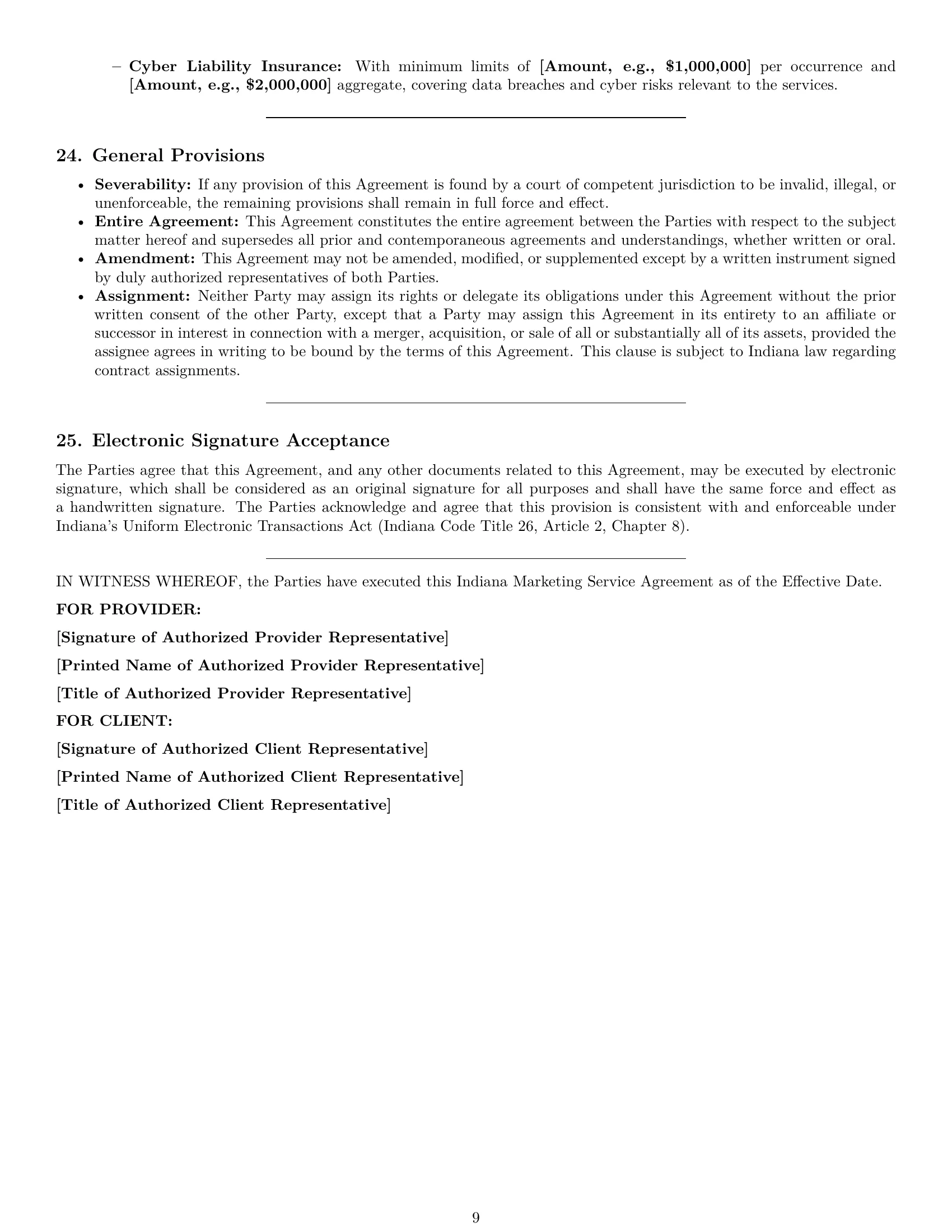 Preview page 9 of Pro Indiana marketing service contract template