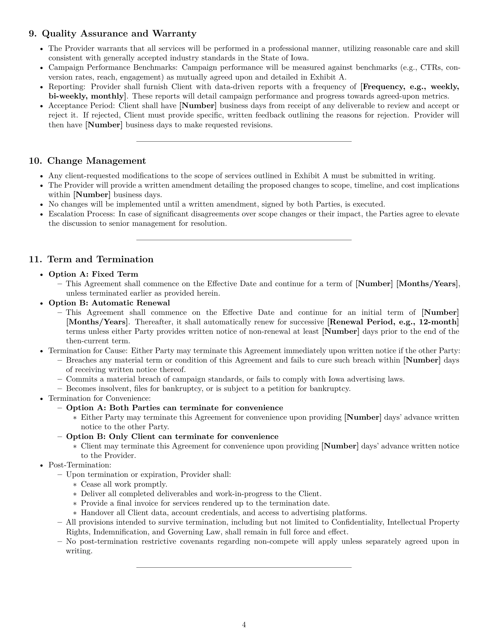 Preview page 4 of Pro Iowa marketing service contract template