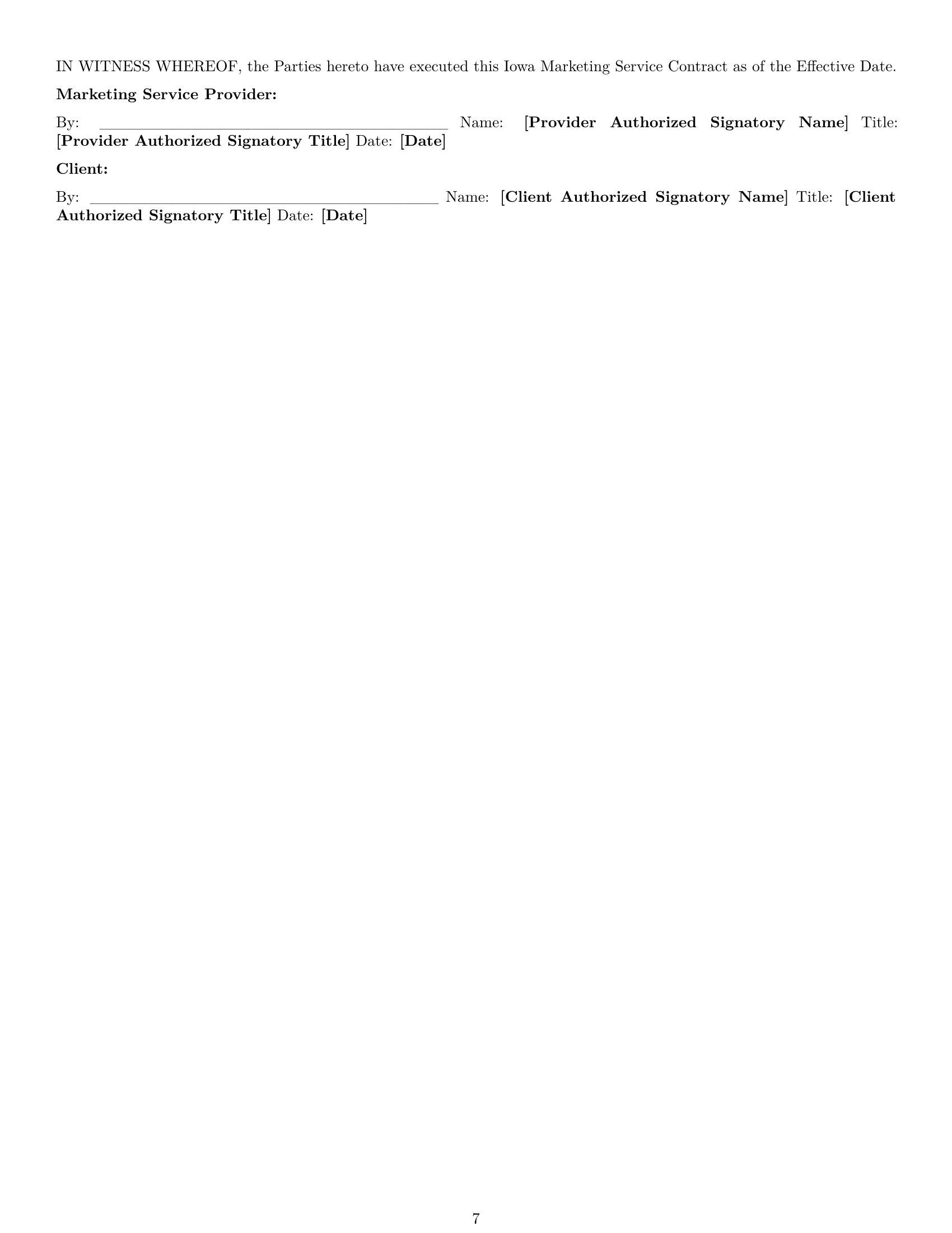 Preview page 7 of Pro Iowa marketing service contract template