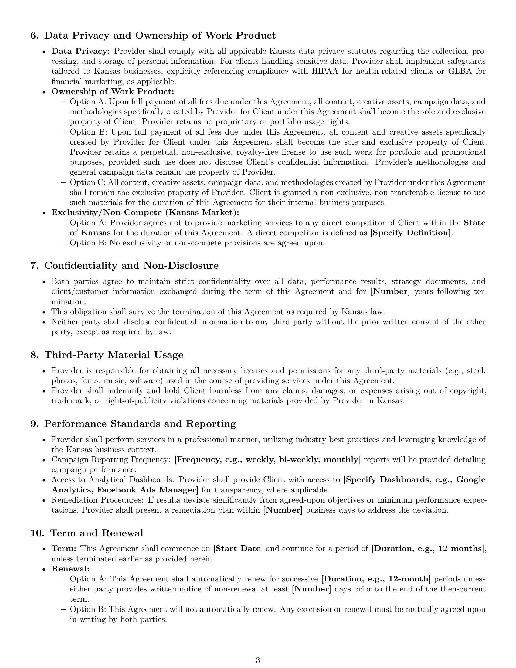 Preview page 3 of Pro Kansas marketing service contract template