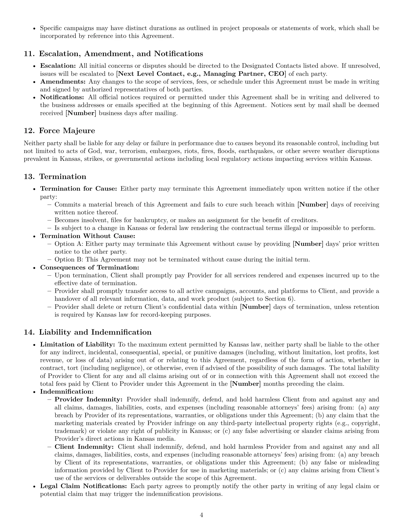 Preview page 4 of Pro Kansas marketing service contract template