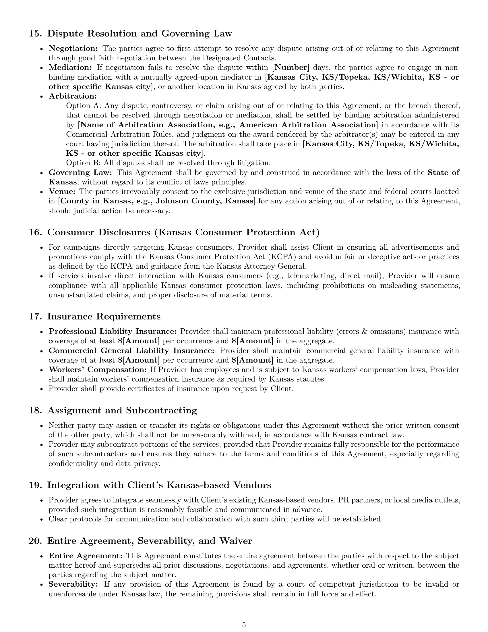 Preview page 5 of Pro Kansas marketing service contract template