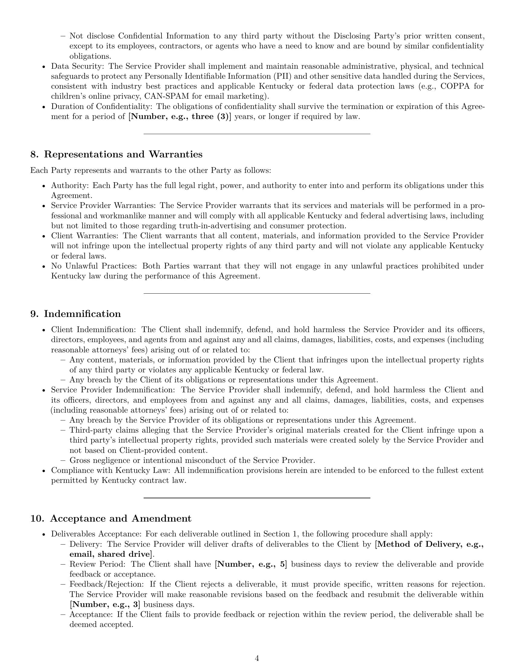 Preview page 4 of Pro Kentucky marketing service contract template