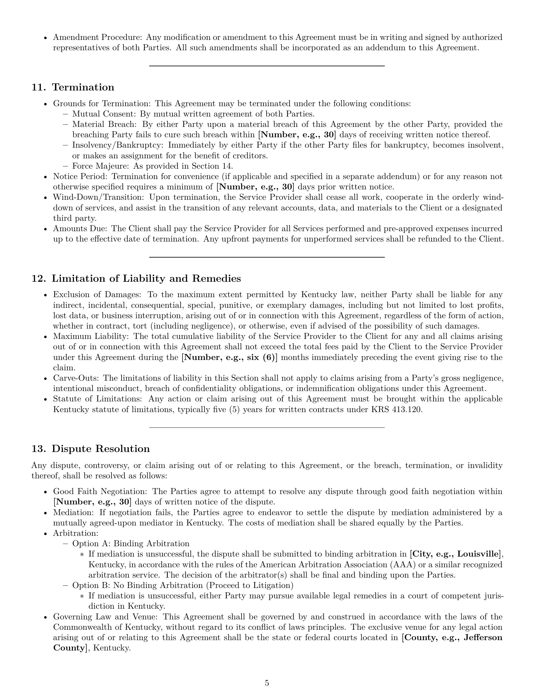 Preview page 5 of Pro Kentucky marketing service contract template