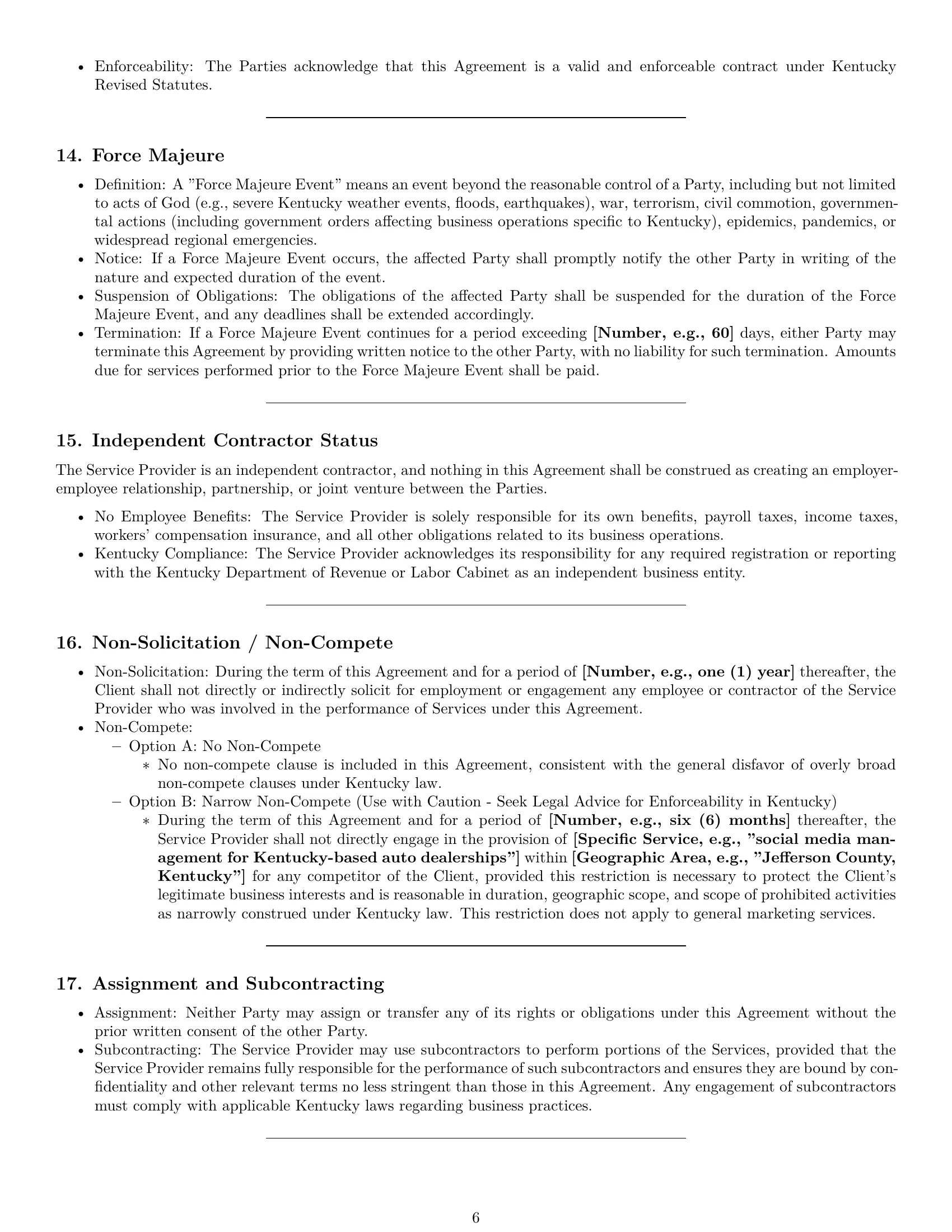 Preview page 6 of Pro Kentucky marketing service contract template