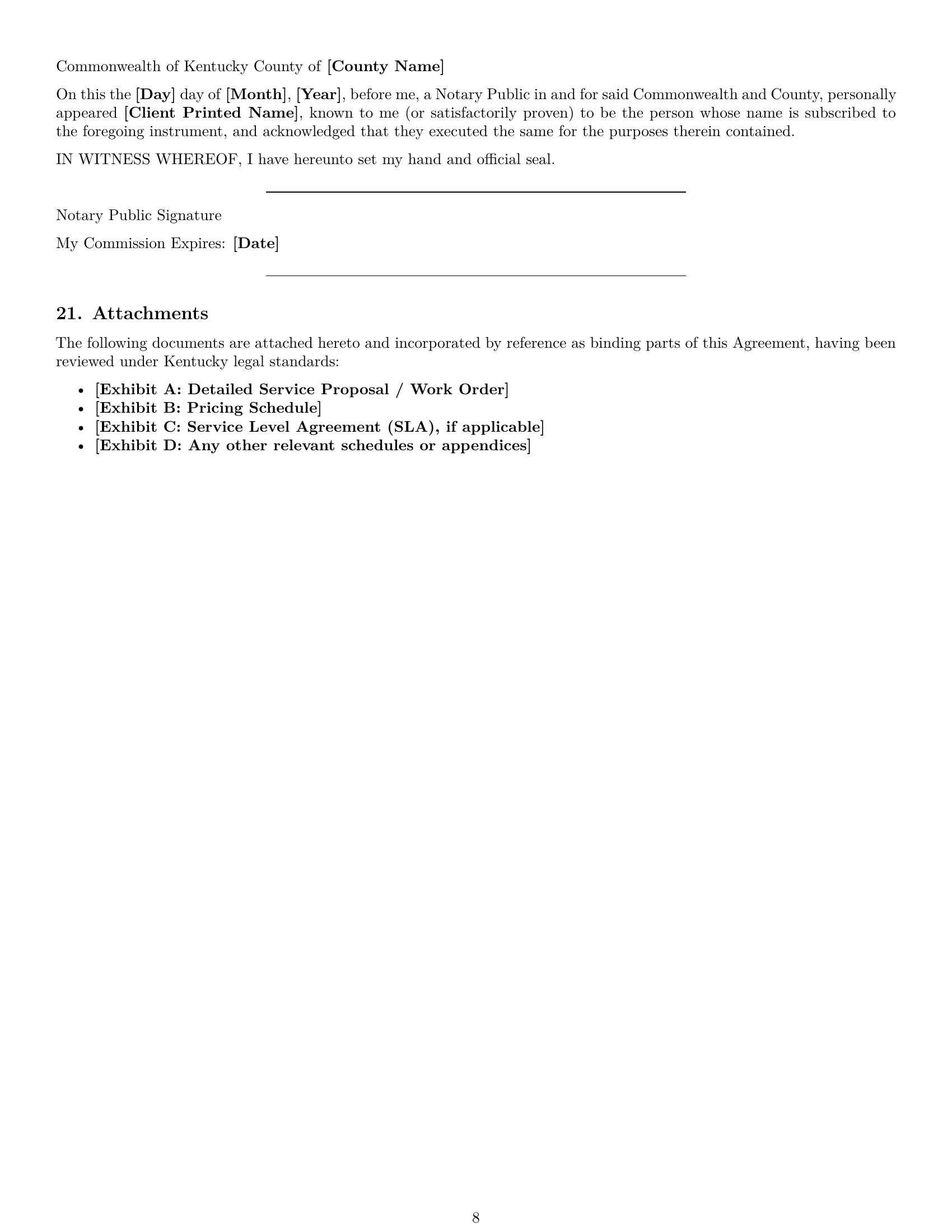 Preview page 8 of Pro Kentucky marketing service contract template
