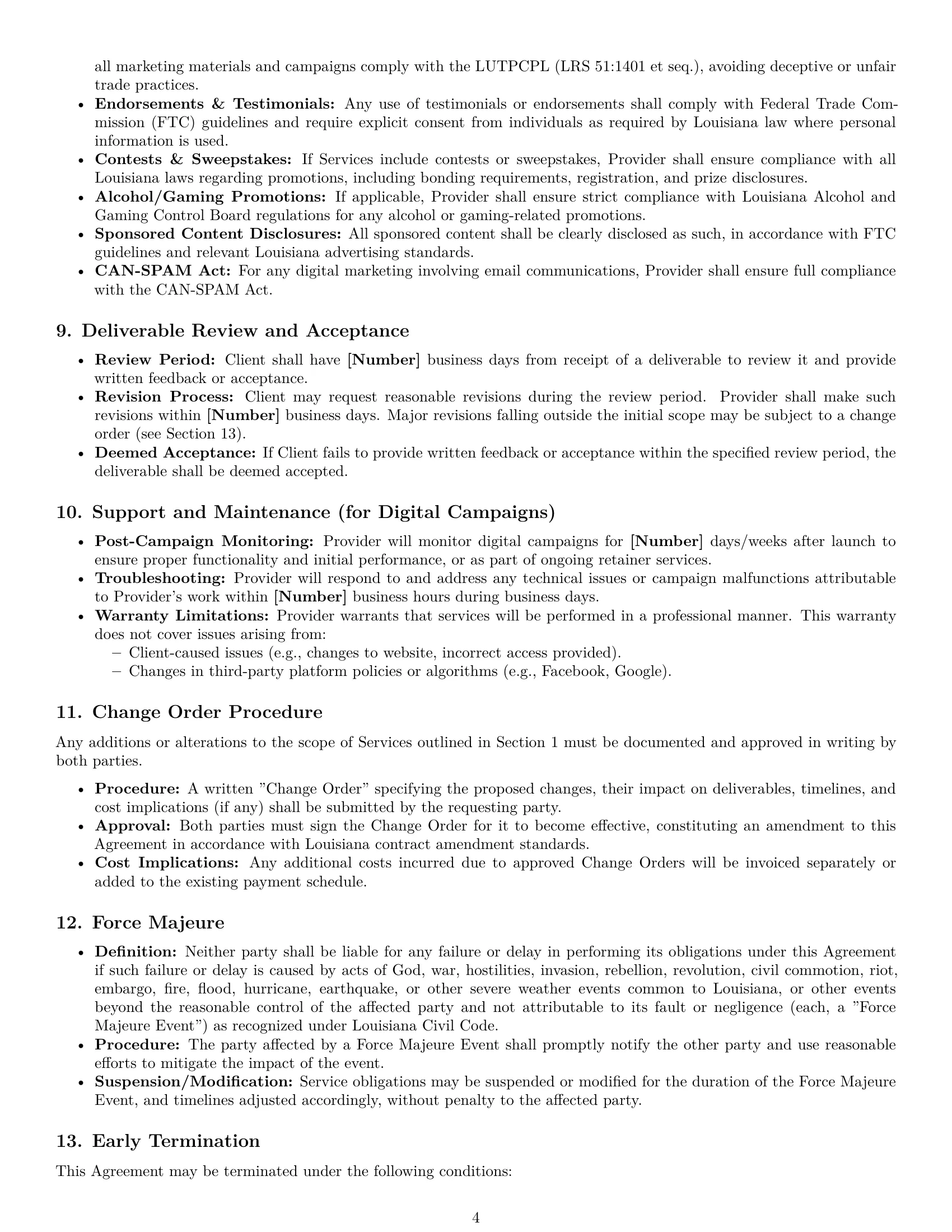 Preview page 4 of Pro Louisiana marketing service contract template
