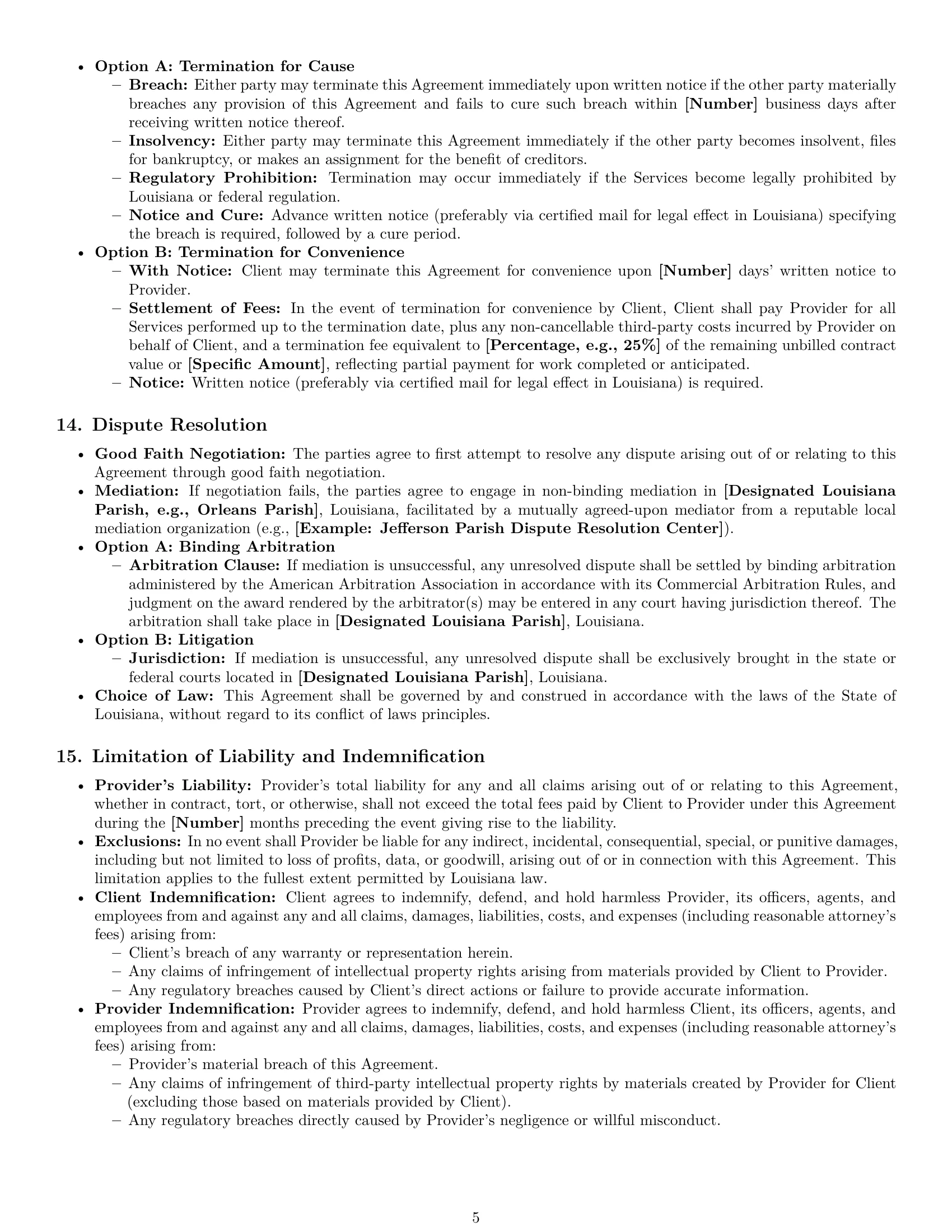 Preview page 5 of Pro Louisiana marketing service contract template